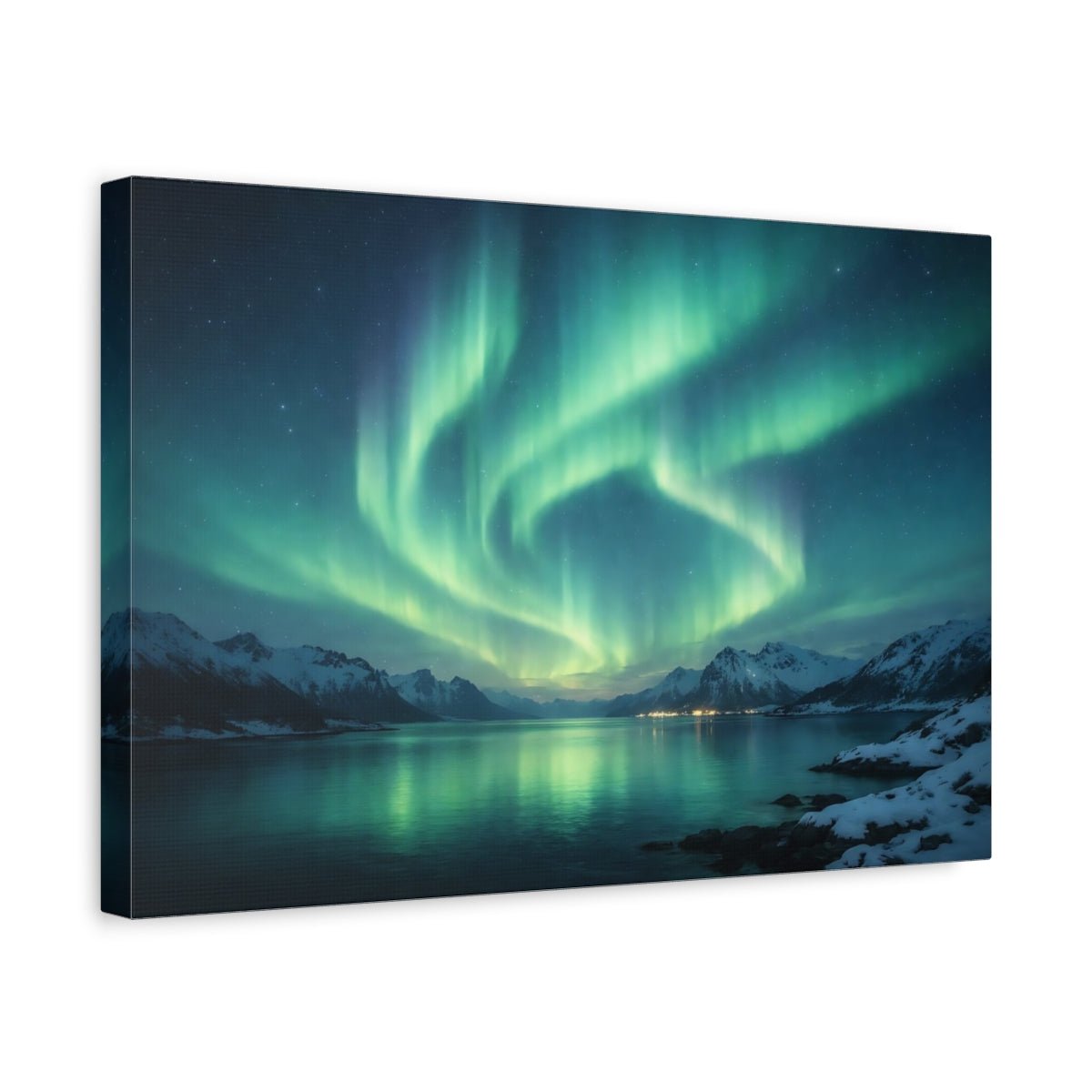 Nature Aurora Borealis Green And Blue - Canvas Wall Art Print - YesArtYes