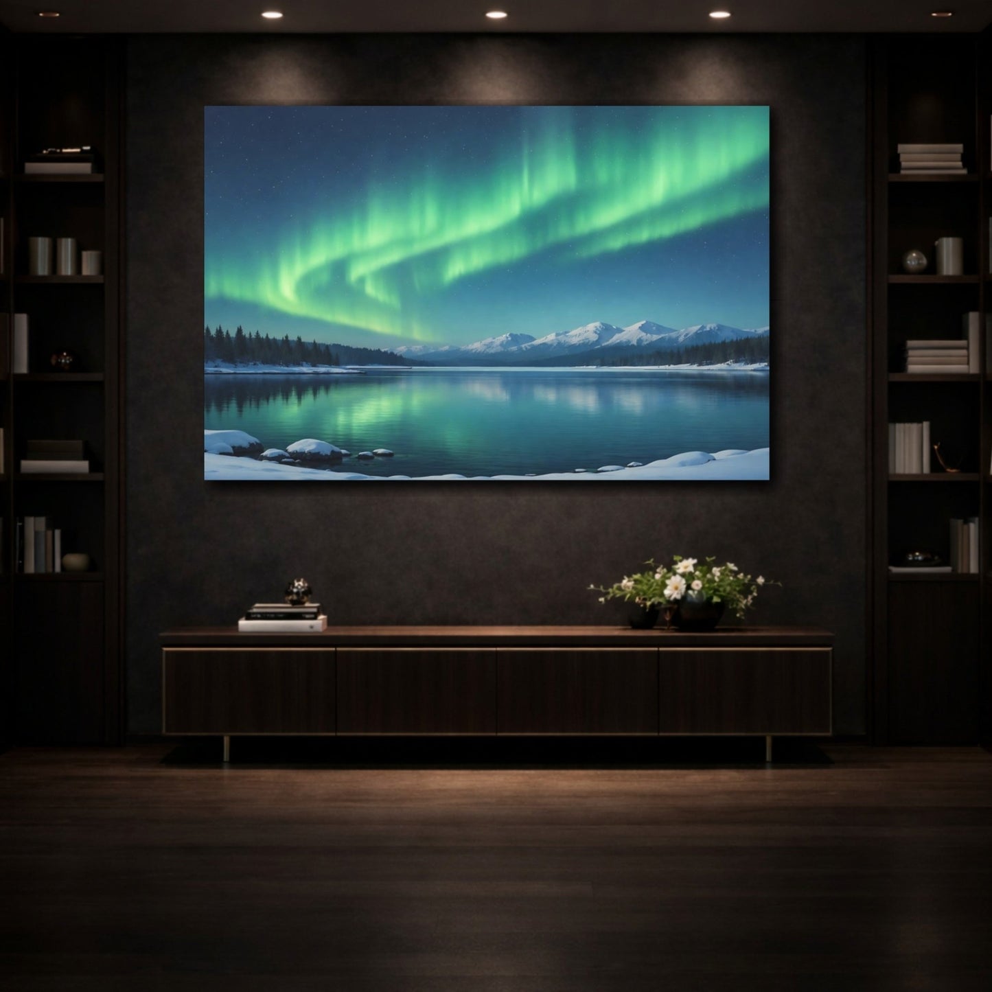 Nature Aurora Borealis Green And Blue - Canvas Wall Art Print - YesArtYes