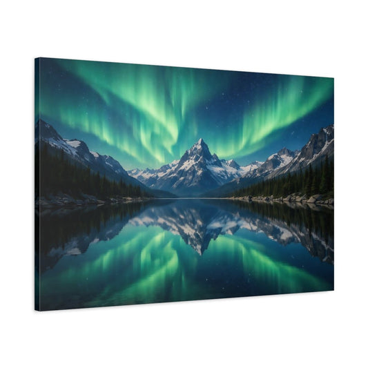 Nature Aurora Borealis Green And Blue - Canvas Wall Art Print - YesArtYes