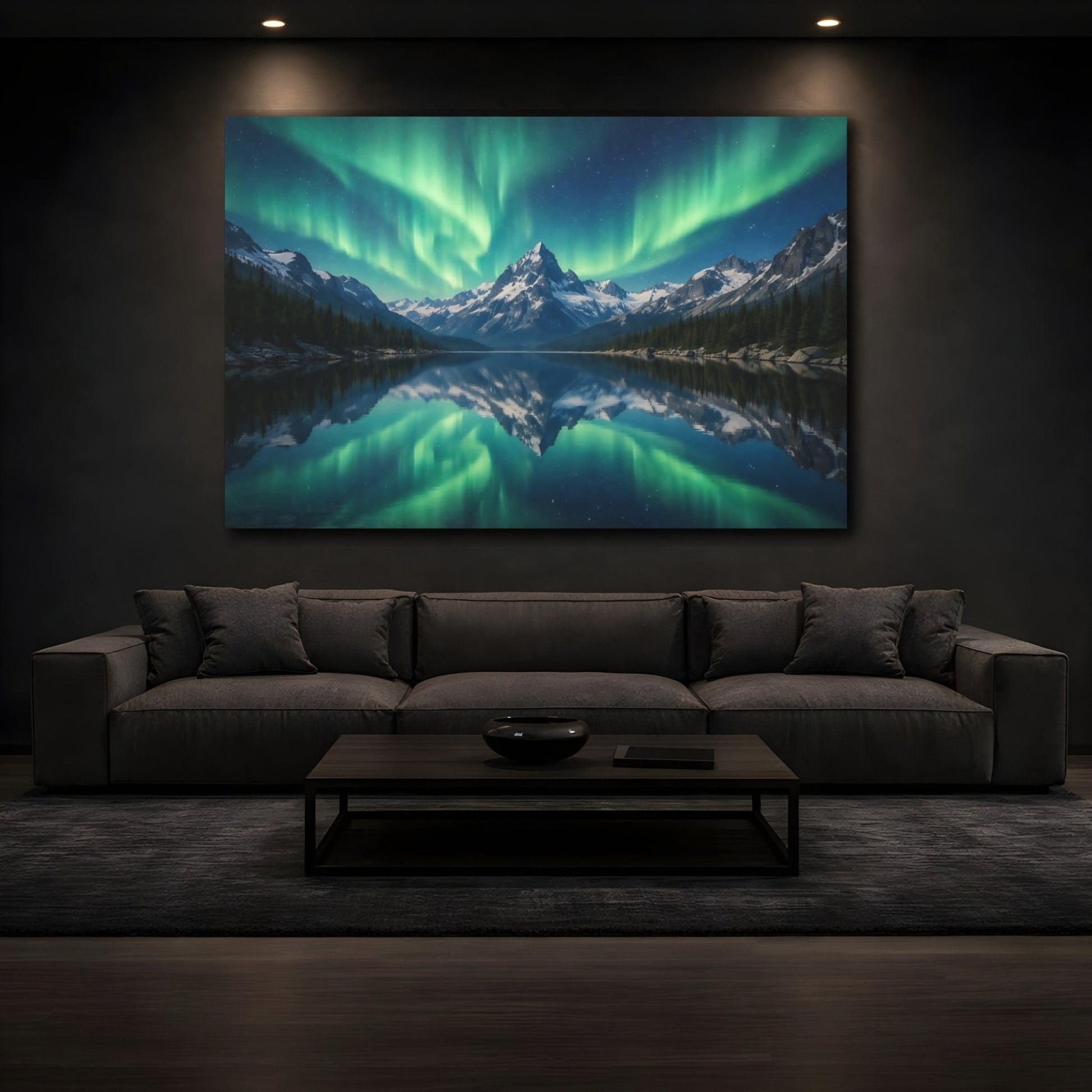 Nature Aurora Borealis Green And Blue - Canvas Wall Art Print - YesArtYes