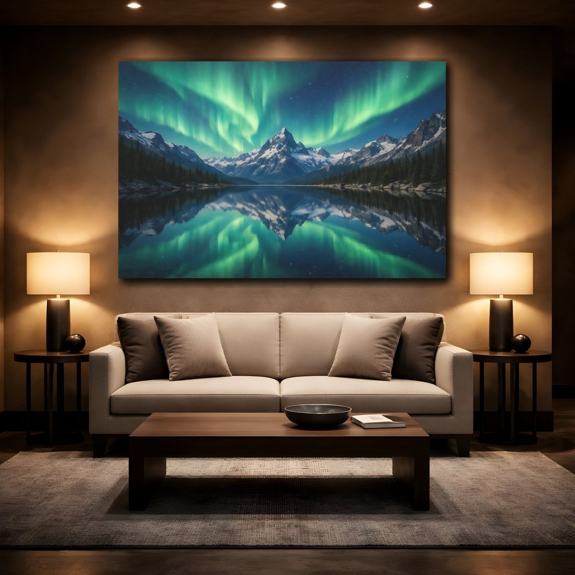 Nature Aurora Borealis Green And Blue - Canvas Wall Art Print - YesArtYes
