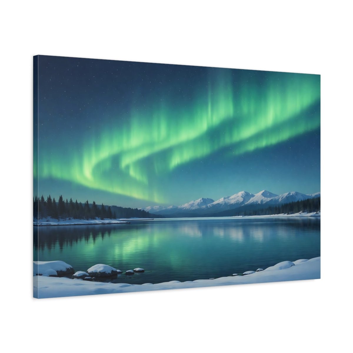 Nature Aurora Borealis Green And Blue - Canvas Wall Art Print - YesArtYes