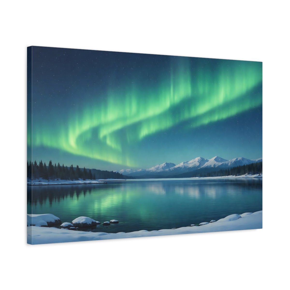 Nature Aurora Borealis Green And Blue - Canvas Wall Art Print - YesArtYes
