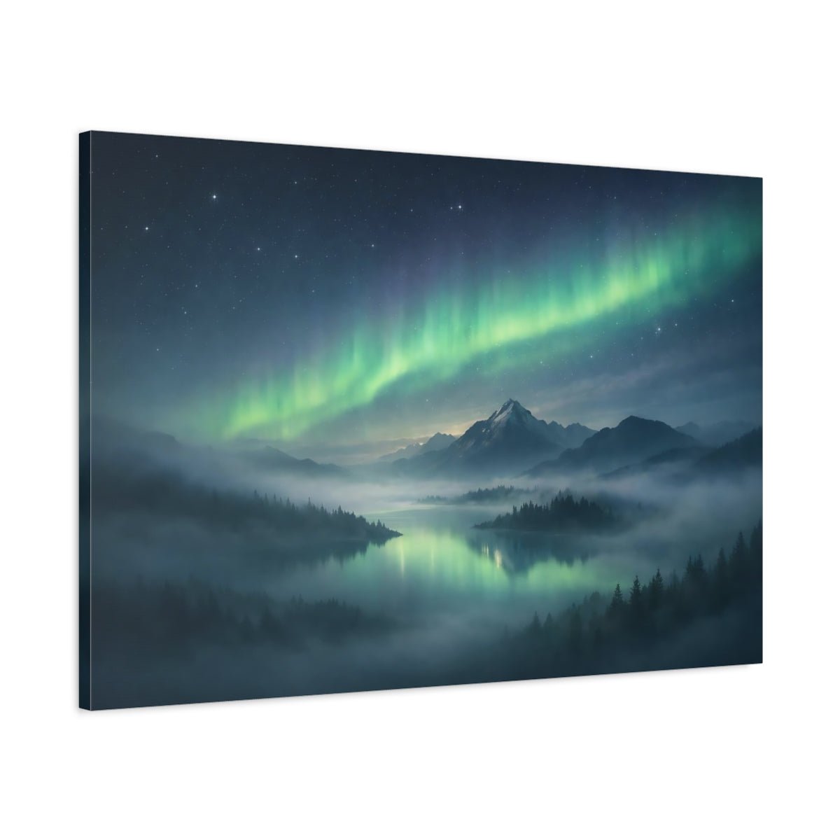 Nature Aurora Borealis Northern Lights Landscape - Canvas Wall Art Print - YesArtYes