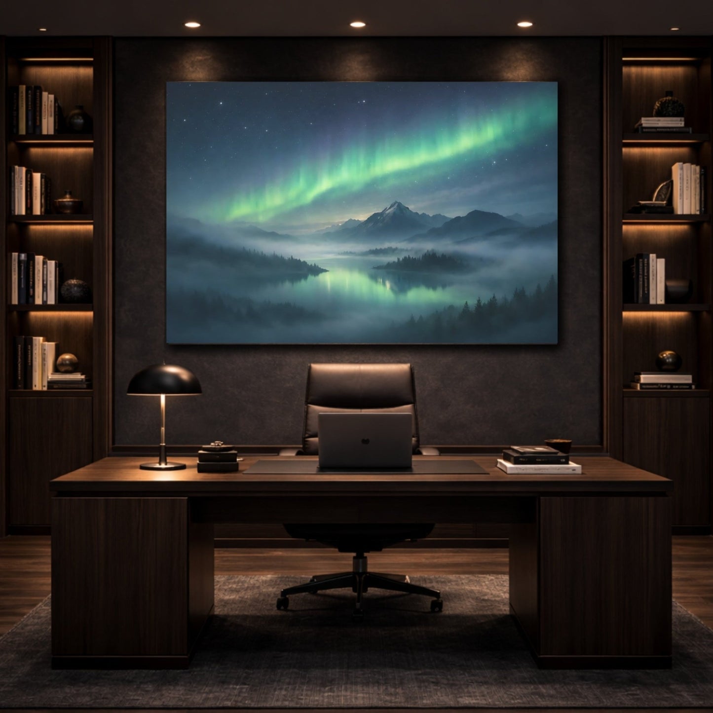 Nature Aurora Borealis Northern Lights Landscape - Canvas Wall Art Print - YesArtYes