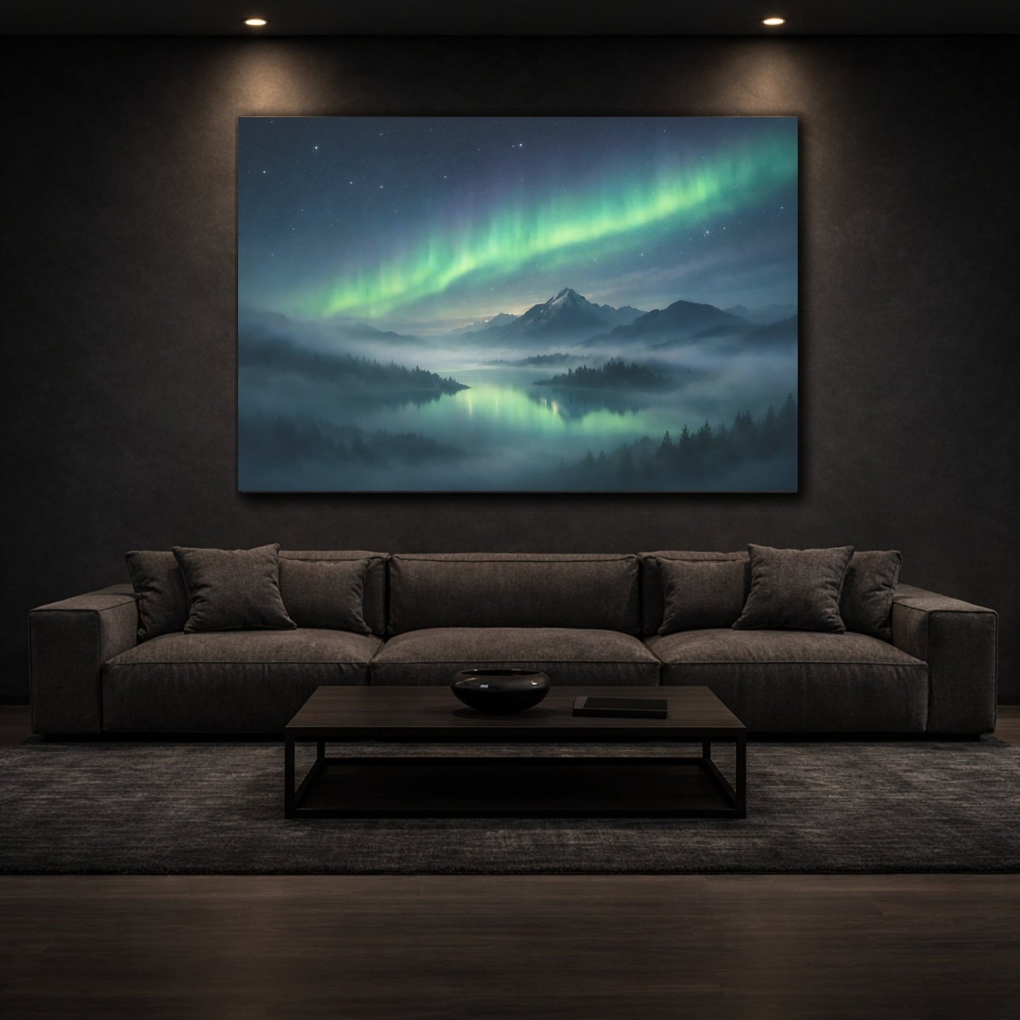 Nature Aurora Borealis Northern Lights Landscape - Canvas Wall Art Print - YesArtYes