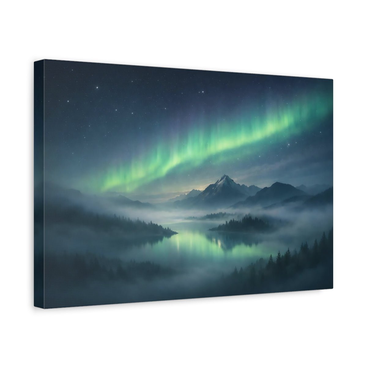 Nature Aurora Borealis Northern Lights Landscape - Canvas Wall Art Print - YesArtYes