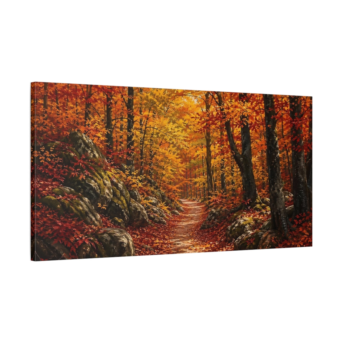 Main Mockup. Nature Autumn Forest Autumn Forest Colors shown as stretched canvas wall art