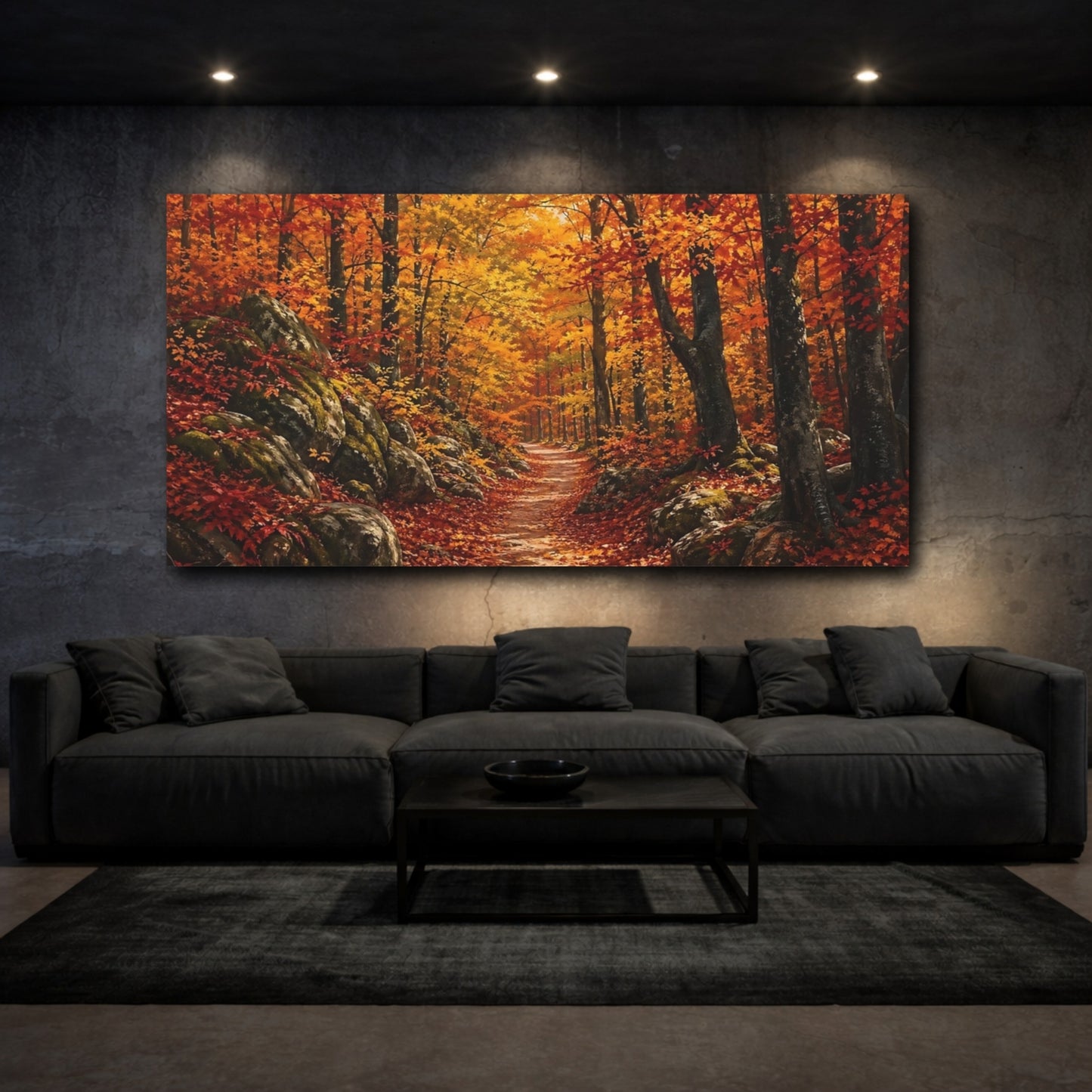 Mockup 2. Nature Autumn Forest Autumn Forest Colors shown as stretched canvas wall art