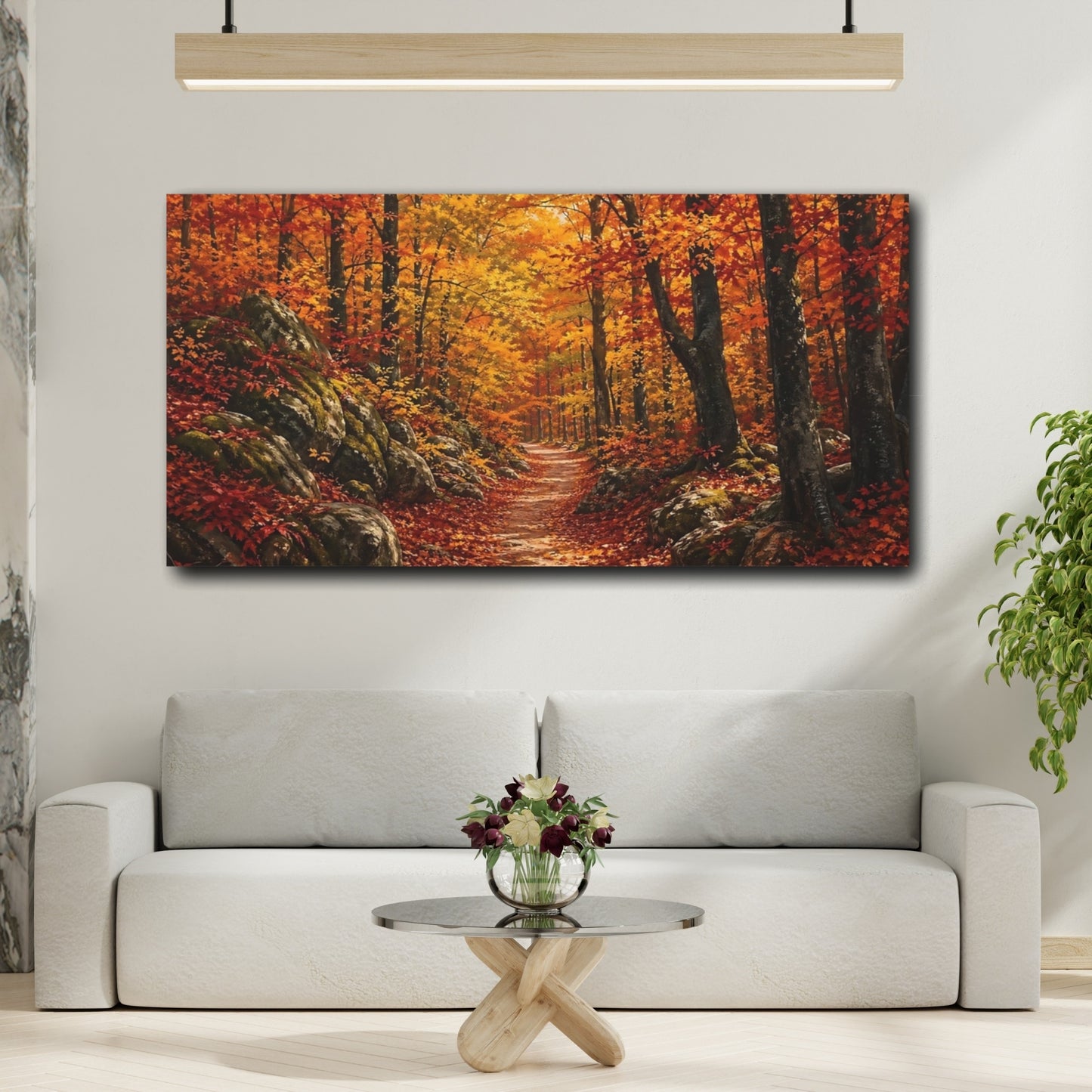 Mockup 3. Nature Autumn Forest Autumn Forest Colors shown as stretched canvas wall art