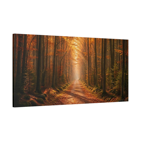 Main Mockup. Nature Autumn Forest Autumn Forest Path shown as stretched canvas wall art