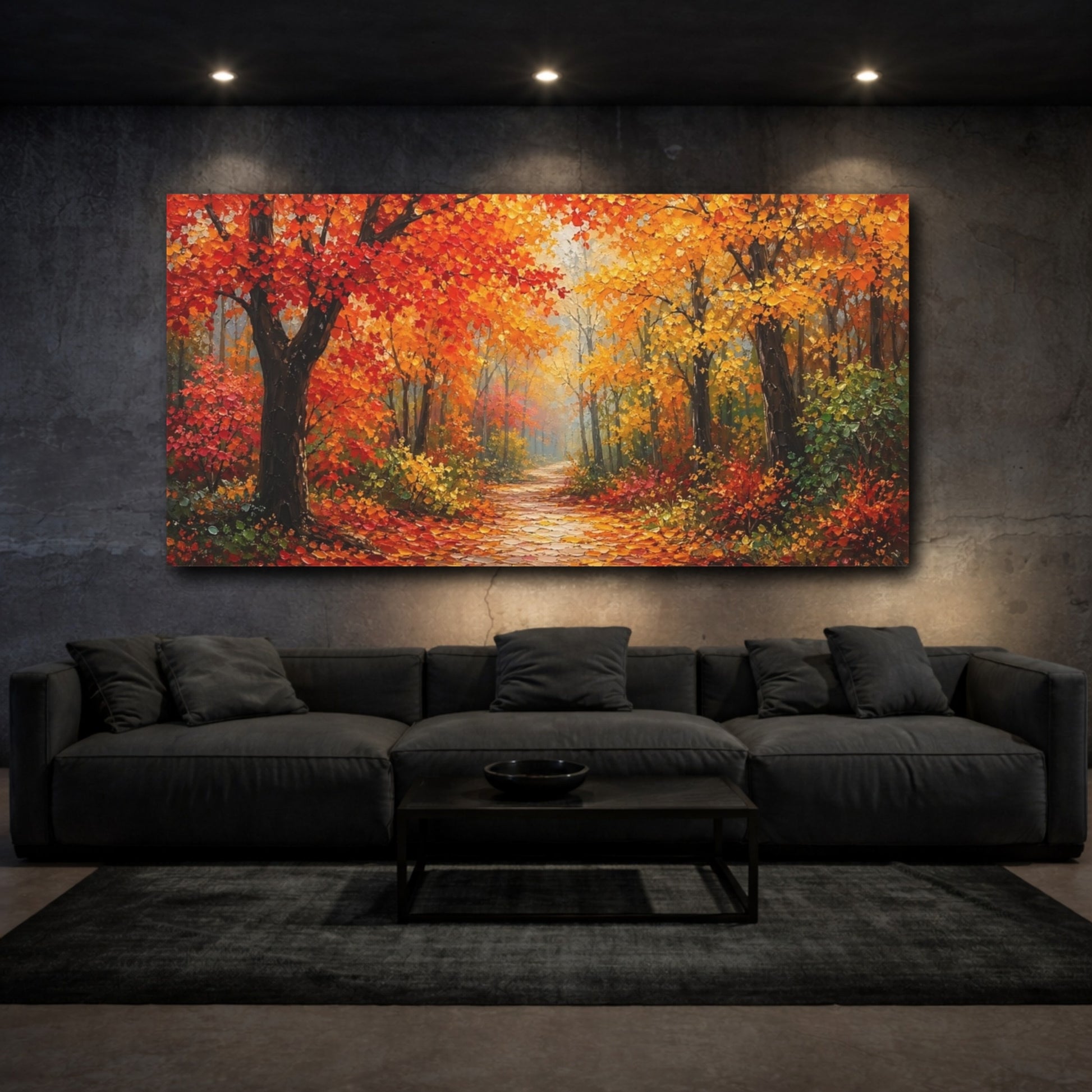 Mockup 2. Nature Autumn Forest Autumn Landscape shown as stretched canvas wall art