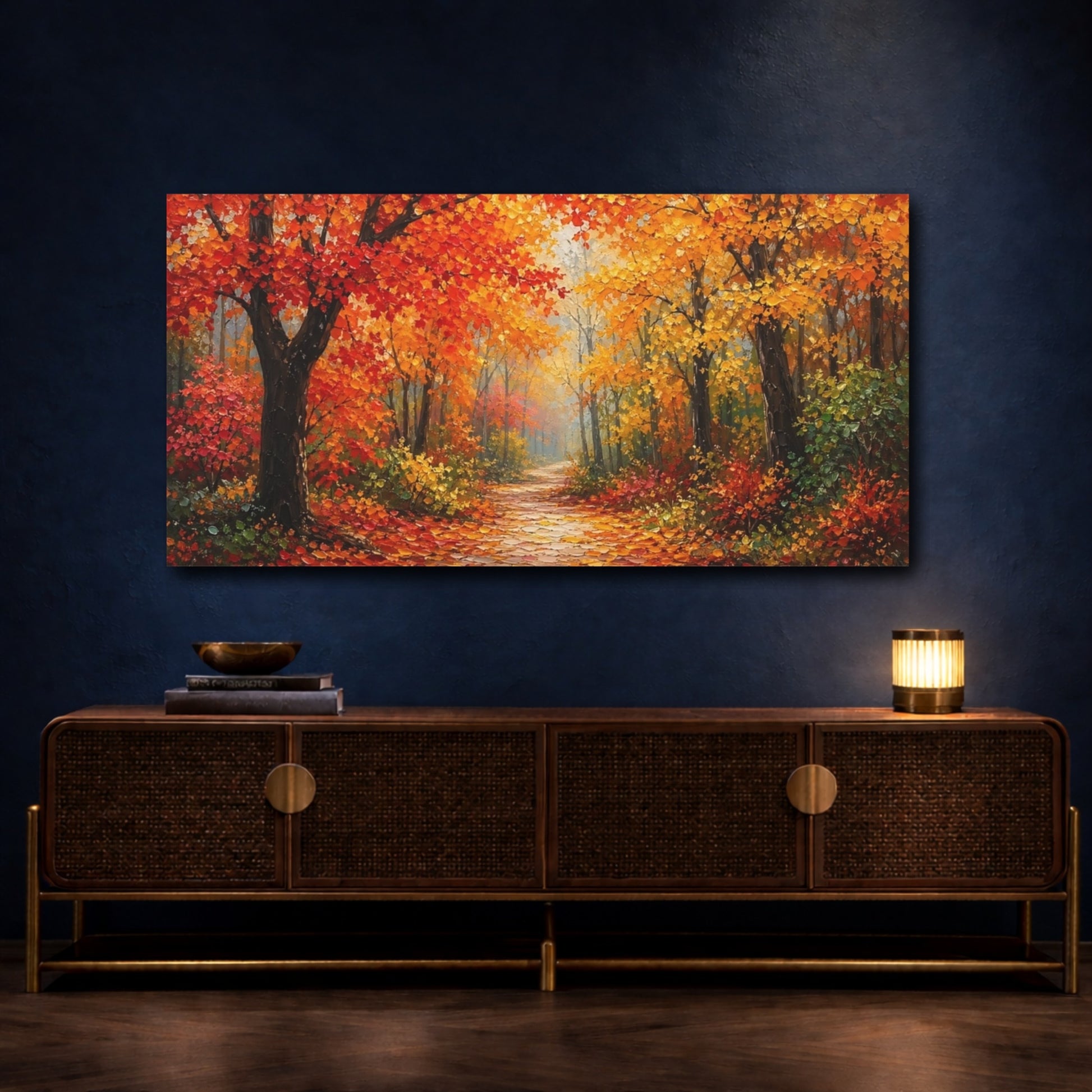 Mockup 4. Nature Autumn Forest Autumn Landscape shown as stretched canvas wall art