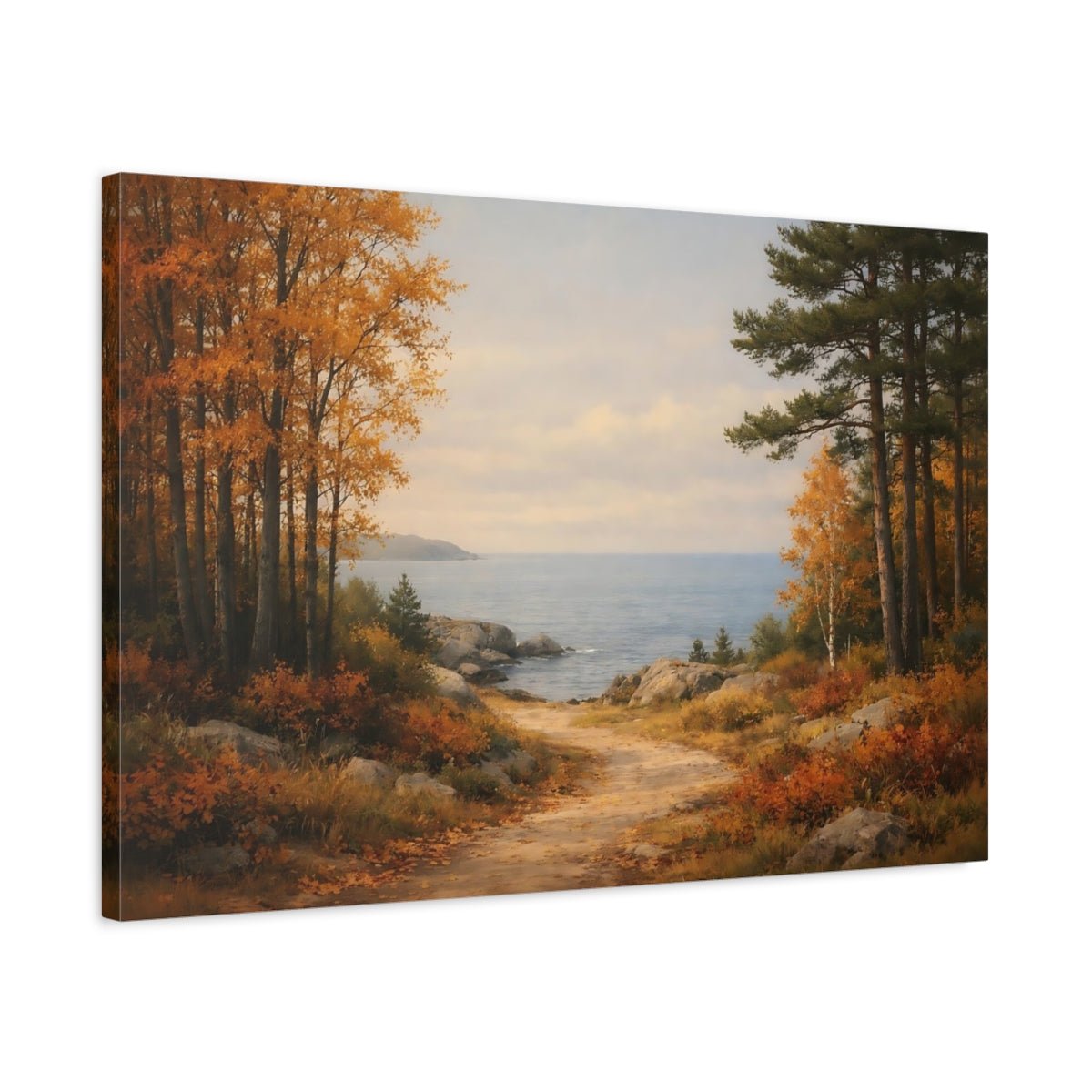 Nature Autumn Forest Coastal - Canvas Wall Art Print - YesArtYes