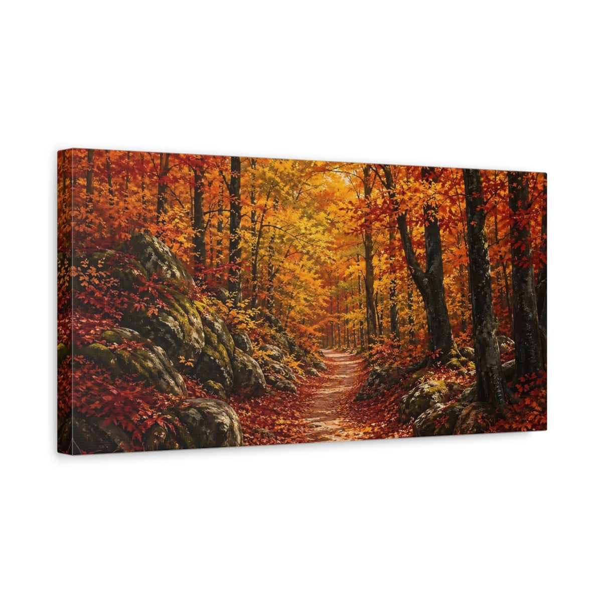 Side Mockup 3. Nature Autumn Forest Autumn Forest Colors shown as stretched canvas wall art
