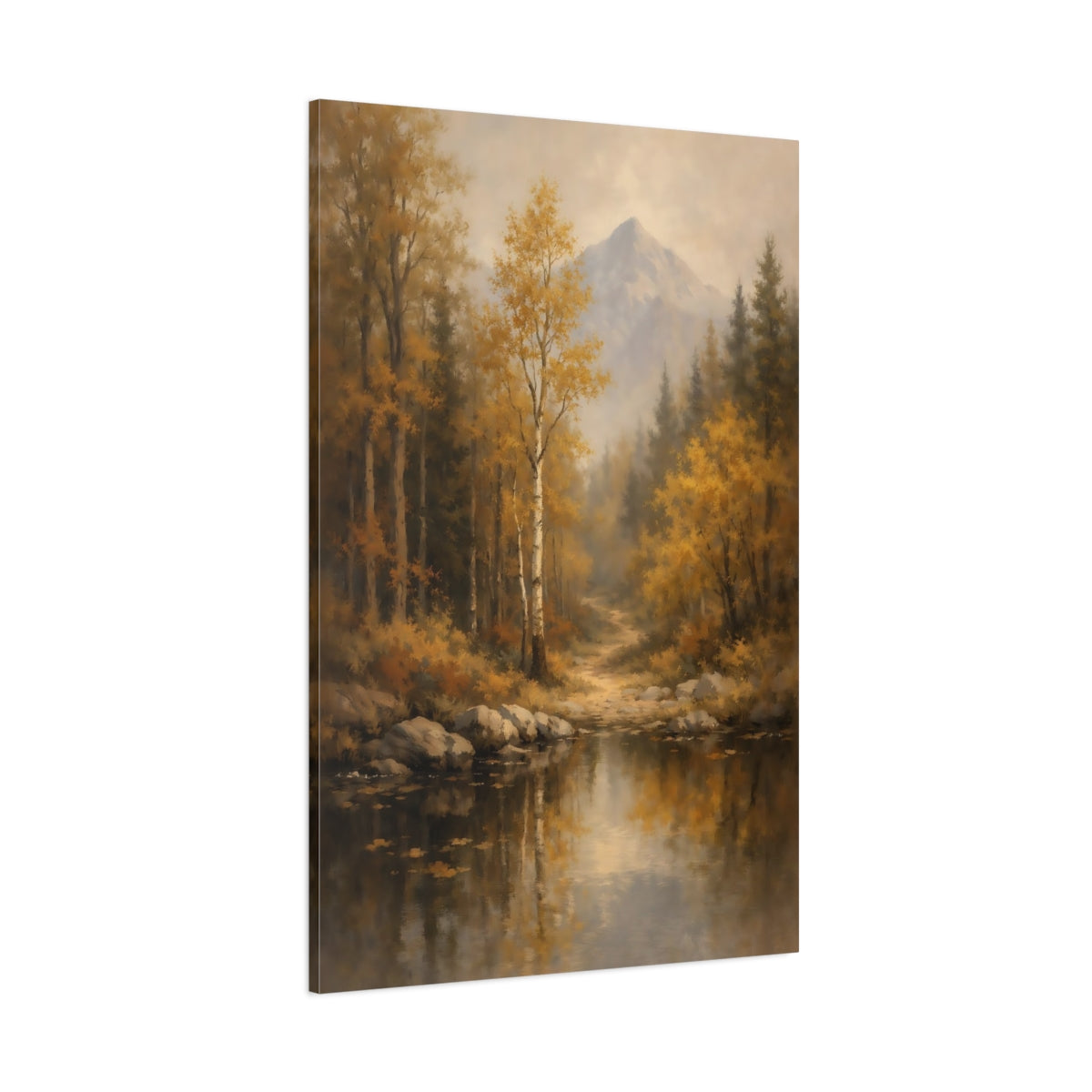 Main Mockup. Nature Autumn Forest Golden Autumn Forest shown as stretched canvas wall art
