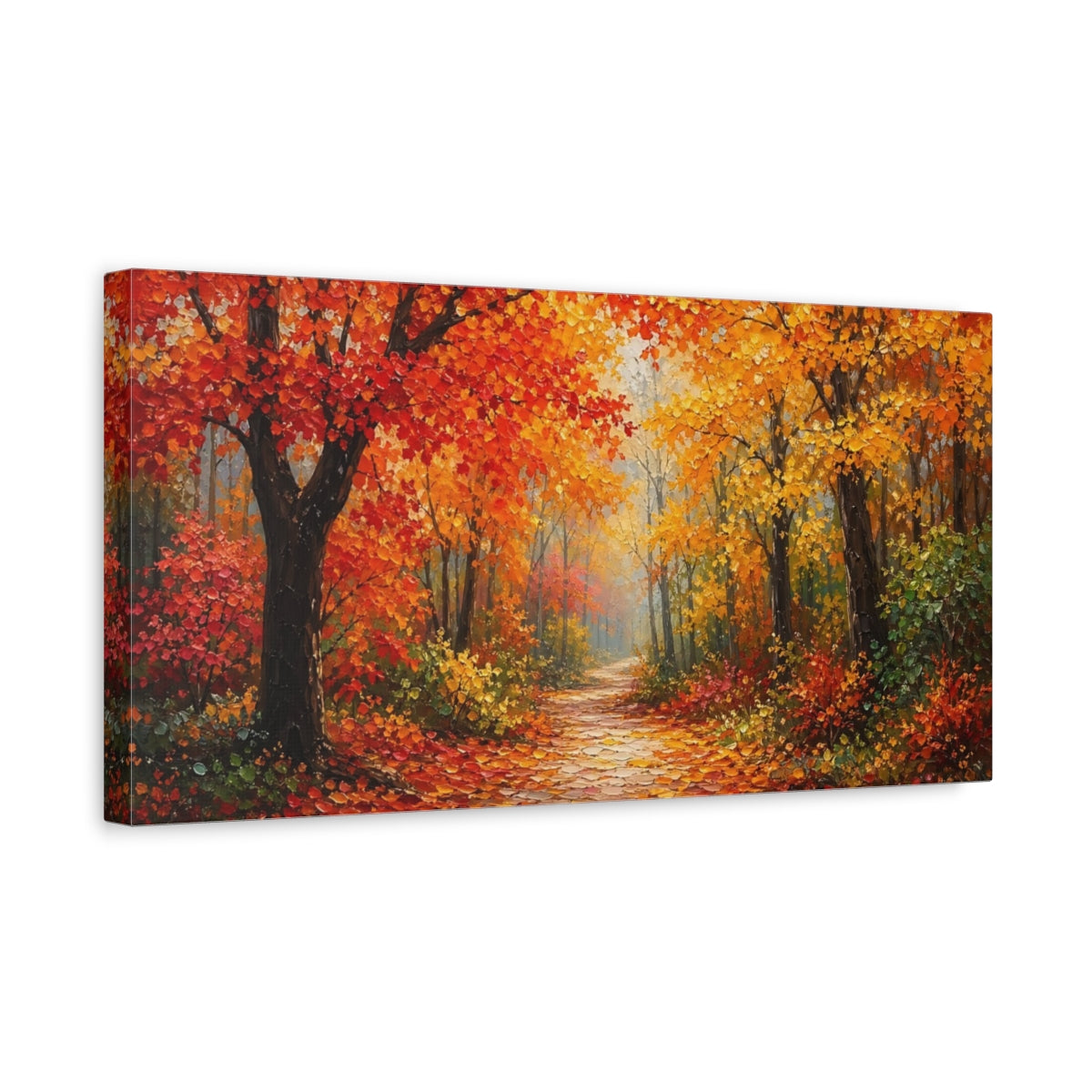 Side Mockup 3. Nature Autumn Forest Autumn Landscape shown as stretched canvas wall art