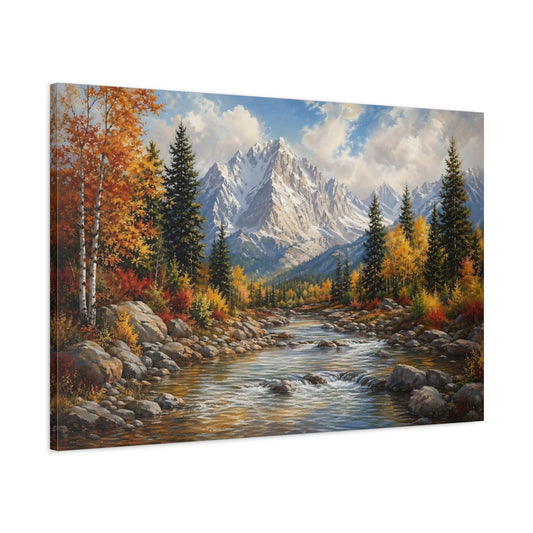 Main Mockup. Nature Autumn Landscape Autumn Mountain shown as stretched canvas wall art