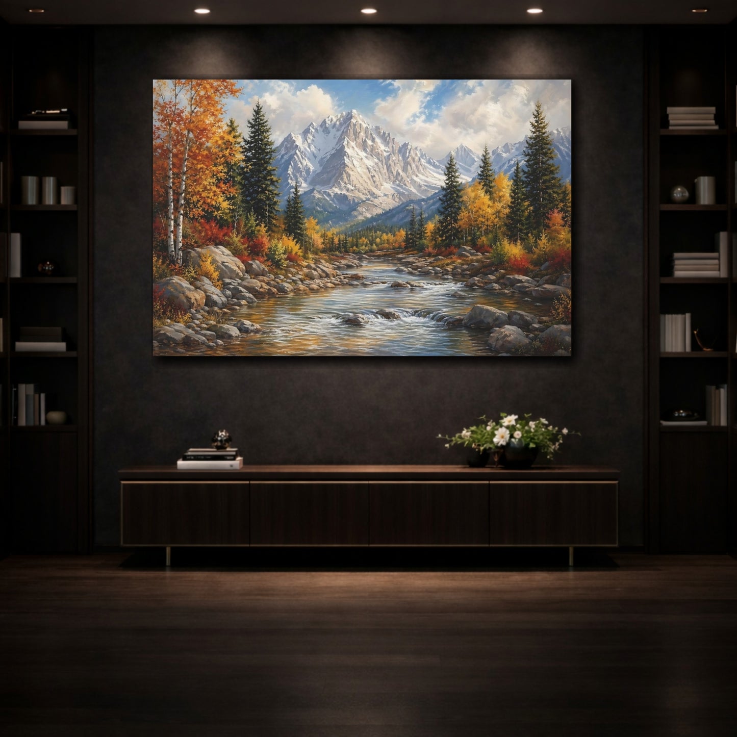 Mockup 3. Nature Autumn Landscape Autumn Mountain shown as stretched canvas wall art