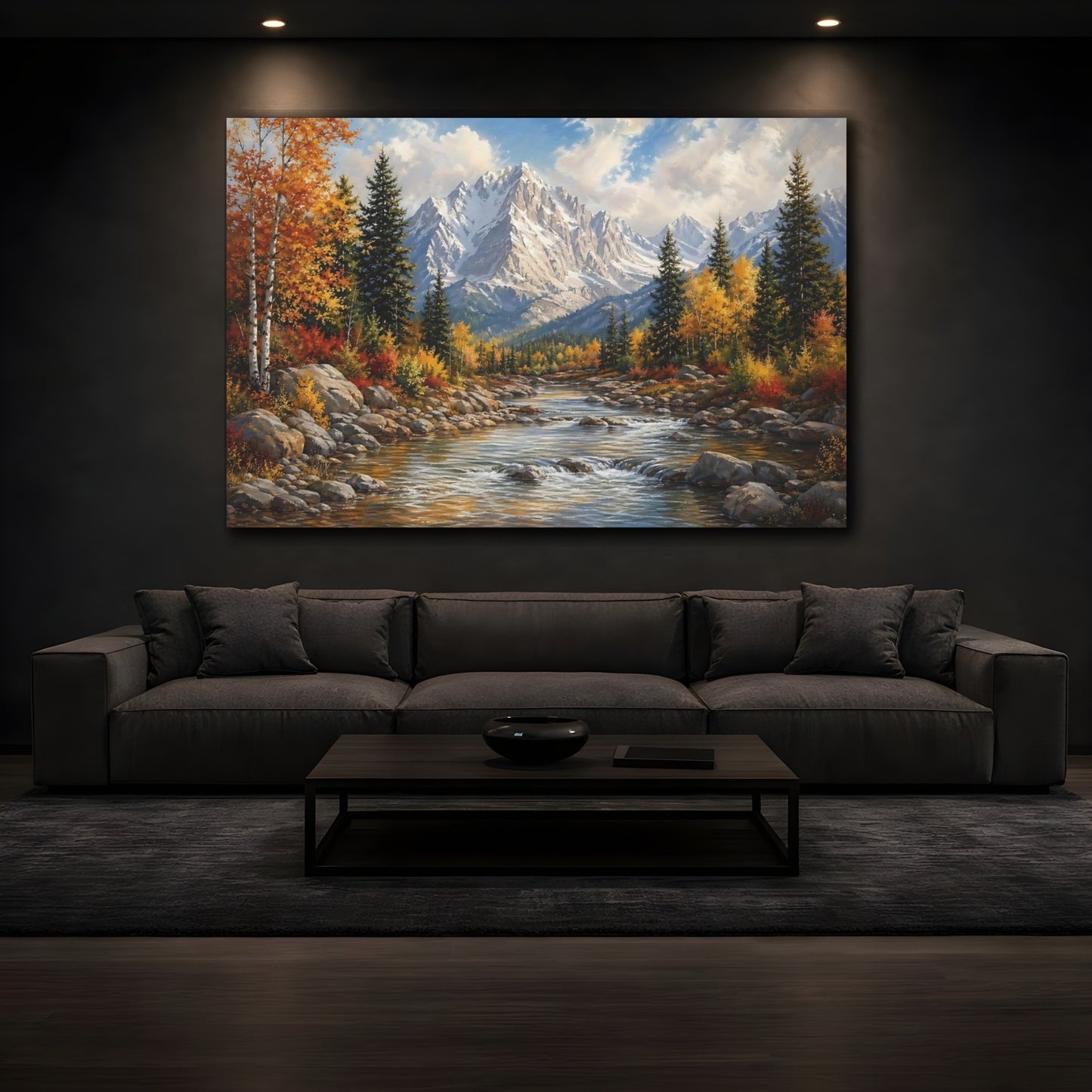 Mockup 4. Nature Autumn Landscape Autumn Mountain shown as stretched canvas wall art