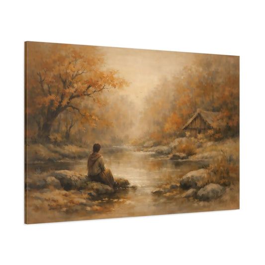 Nature Autumn Landscape Golden Autumn shown as stretched canvas wall art