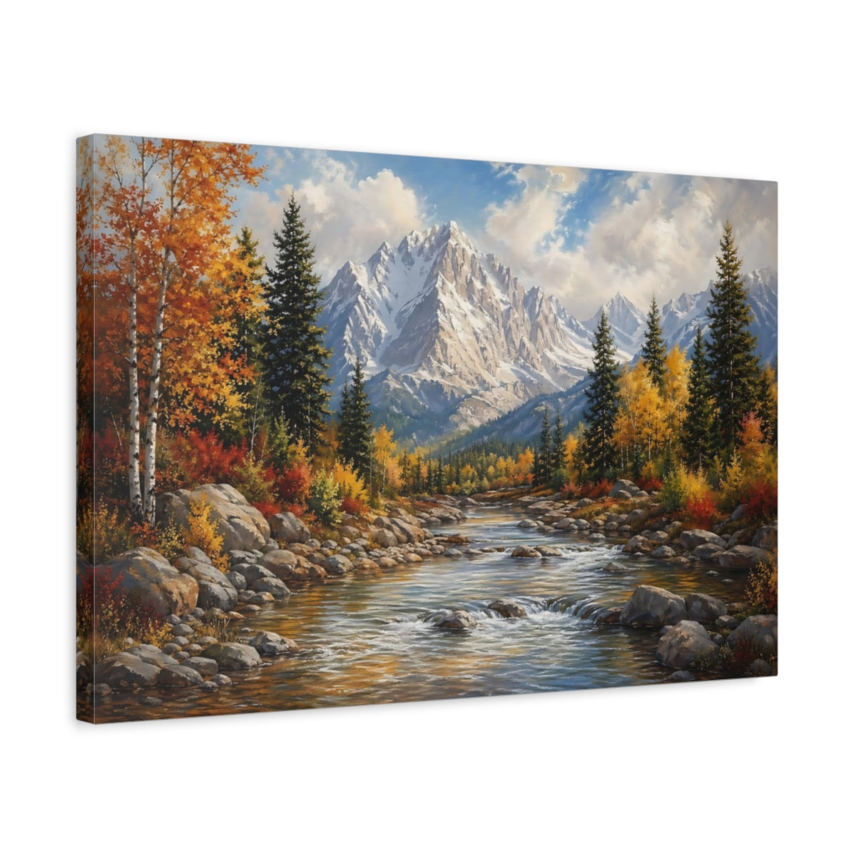 Side Mockup 3. Nature Autumn Landscape Autumn Mountain shown as stretched canvas wall art