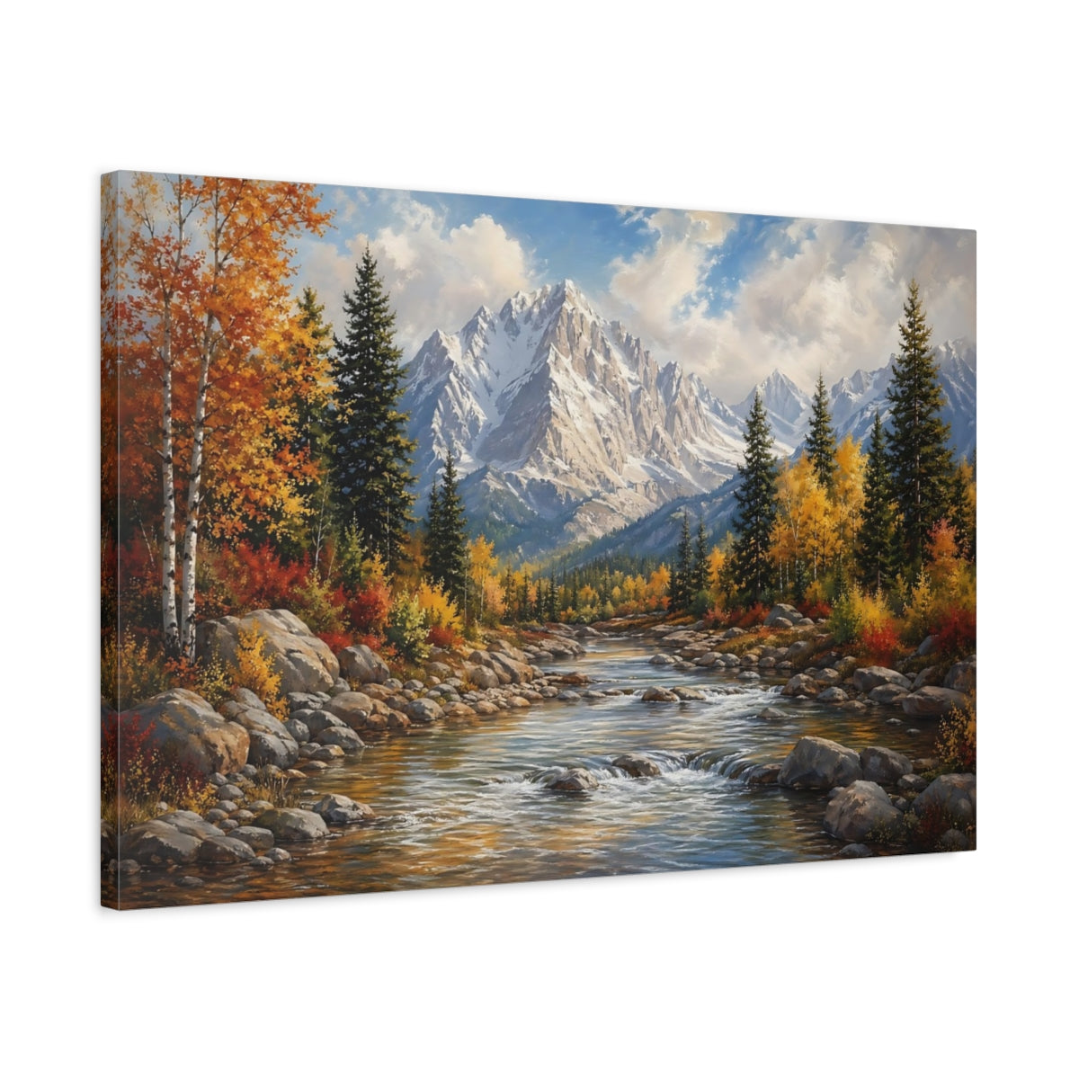 Side Mockup 2. Nature Autumn Landscape Autumn Mountain shown as stretched canvas wall art