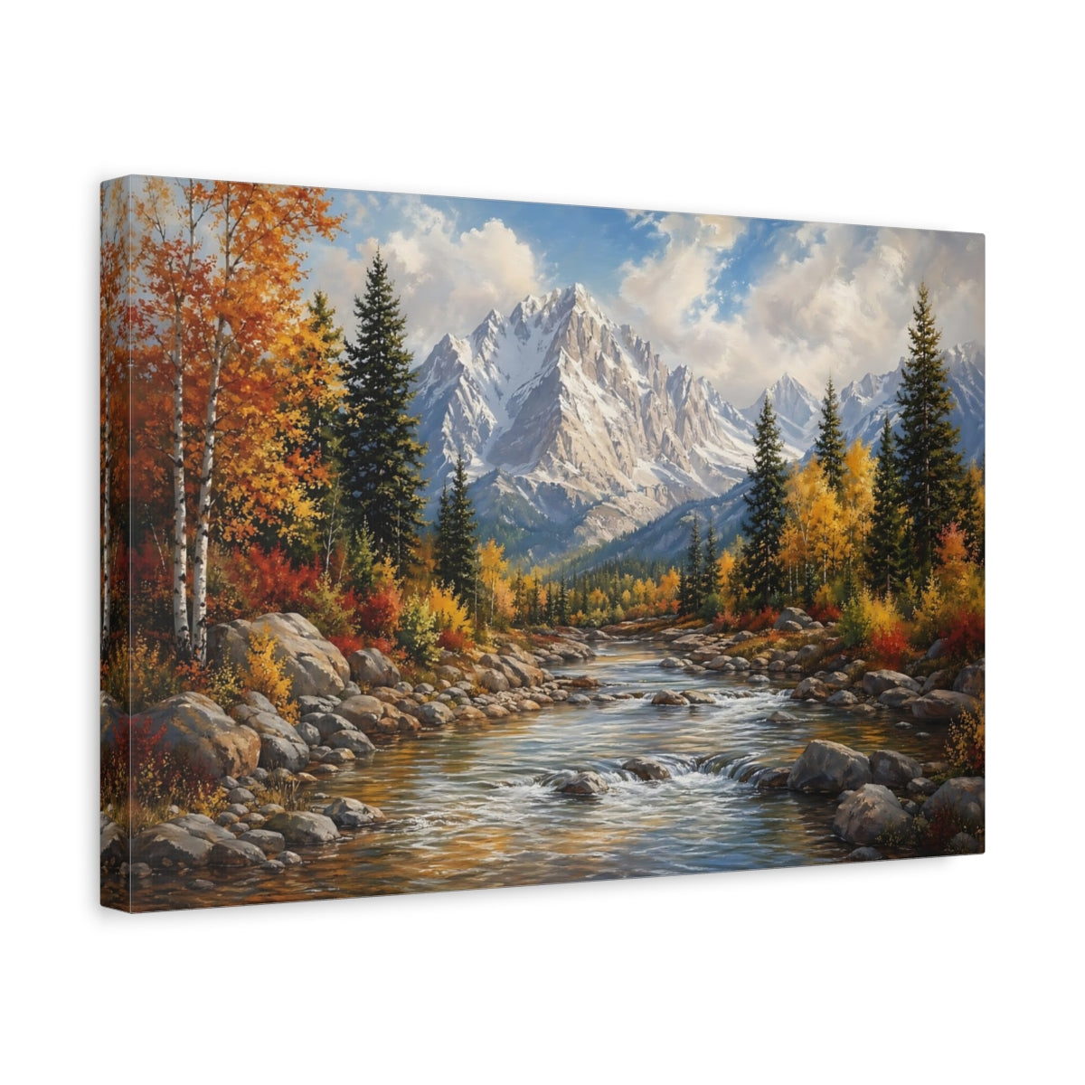 Side Mockup 4. Nature Autumn Landscape Autumn Mountain shown as stretched canvas wall art