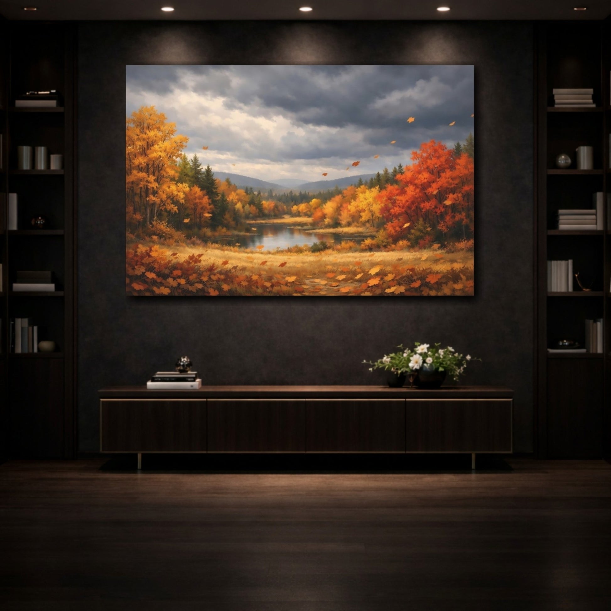 Nature Autumn Landscape Orange Gold - Canvas Wall Art Print - YesArtYes