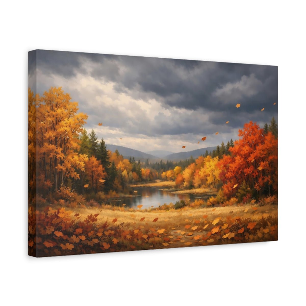 Nature Autumn Landscape Orange Gold - Canvas Wall Art Print - YesArtYes