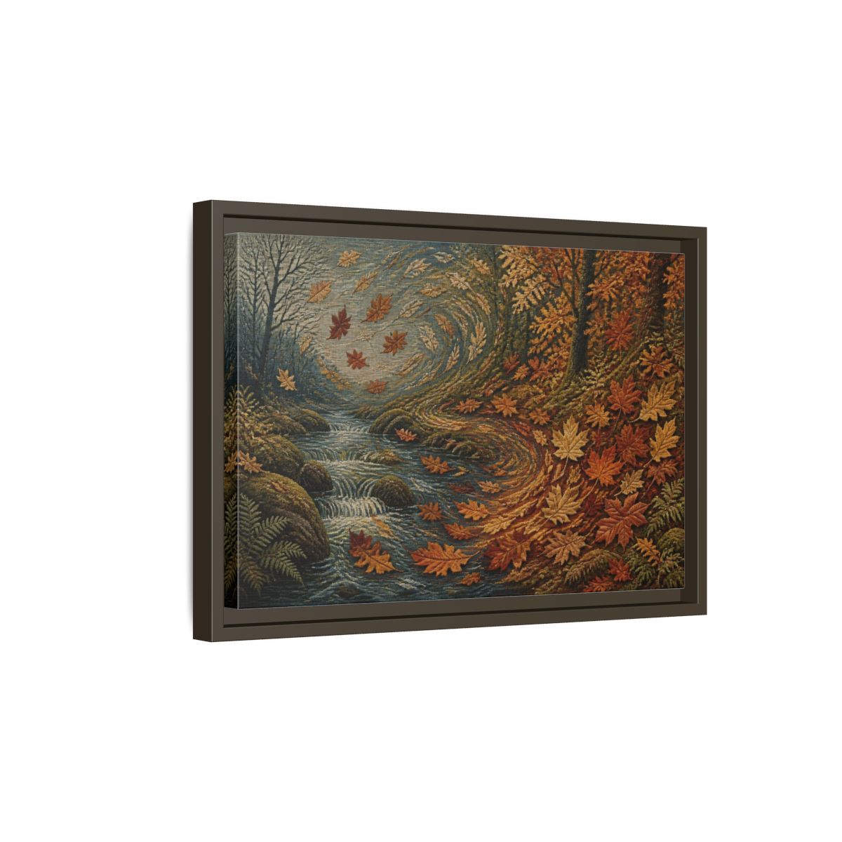 Side Mockup 5. Nature Autumn Leaves Tapestry shown as framed canvas print