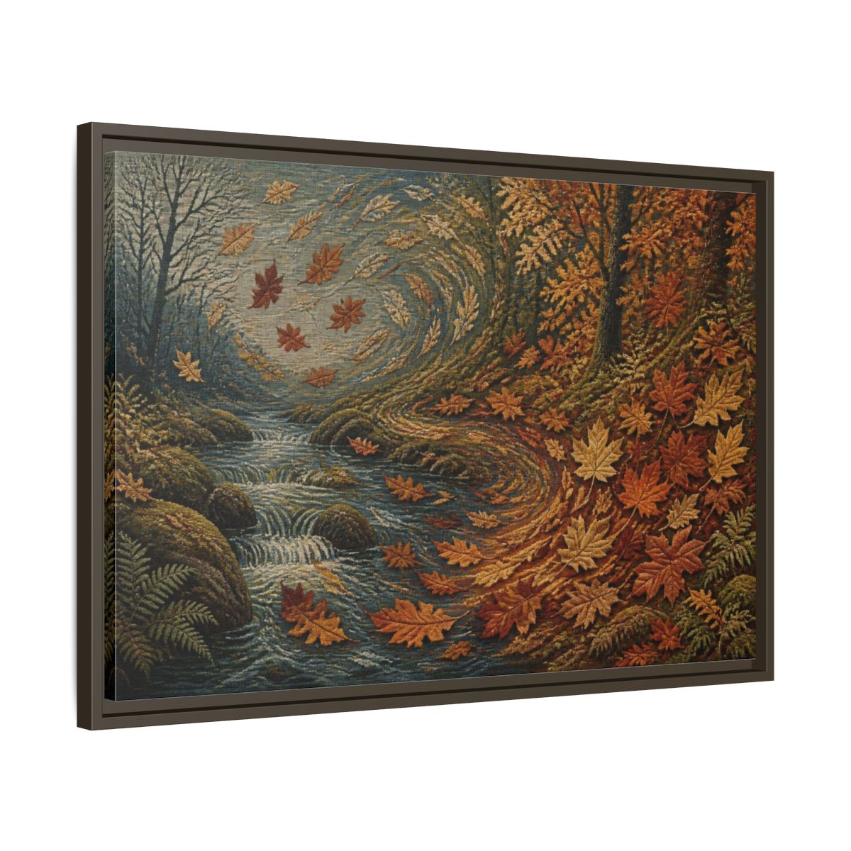 Side Mockup 11. Nature Autumn Leaves Tapestry shown as framed canvas print