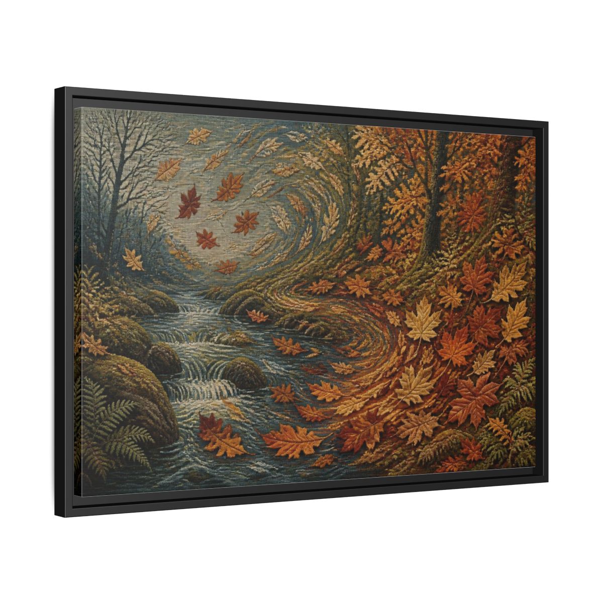 Side Mockup 14. Nature Autumn Leaves Tapestry shown as framed canvas print