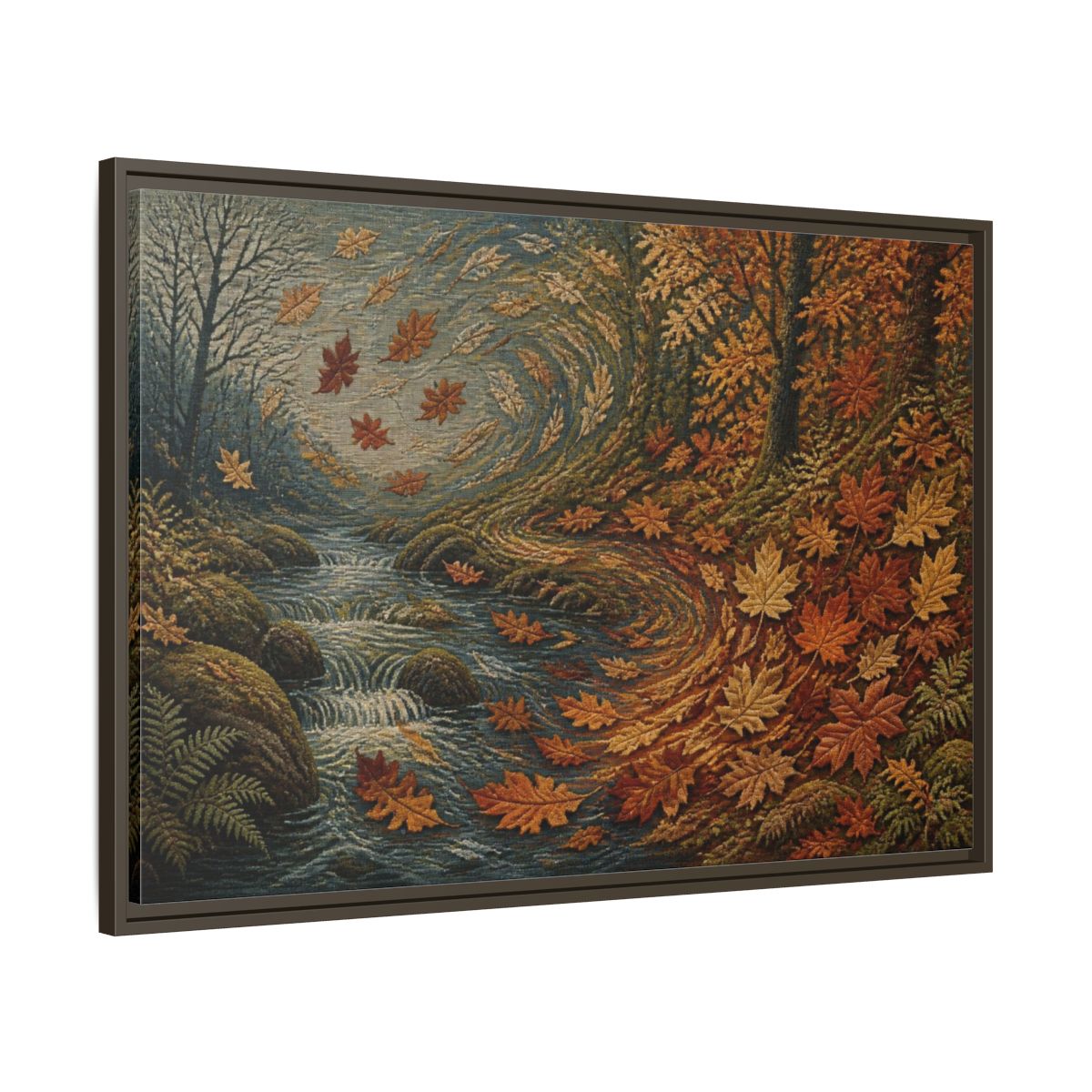 Main Mockup. Nature Autumn Leaves Tapestry shown as framed canvas print