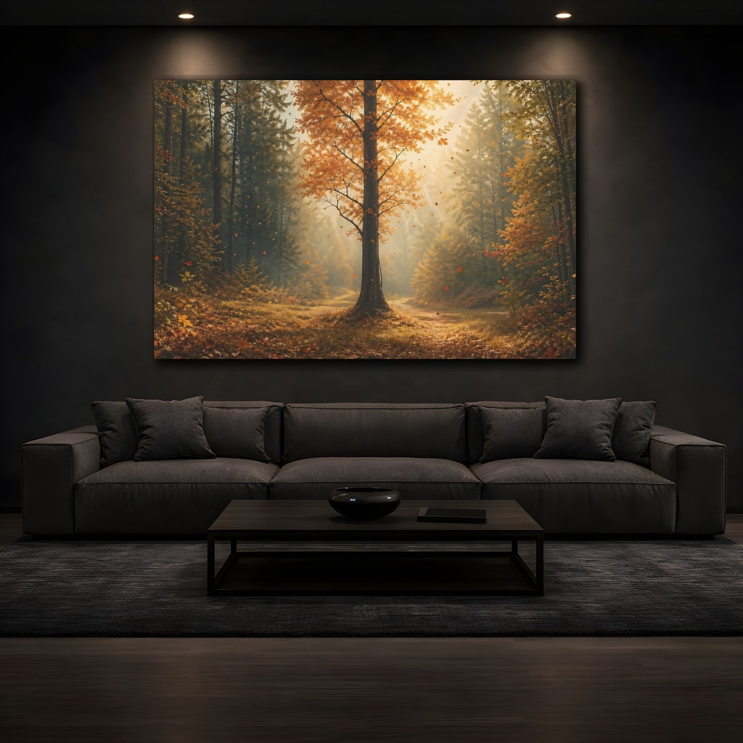 Mockup 4. Nature Autumn Tree Autumn Forest shown as stretched canvas wall art