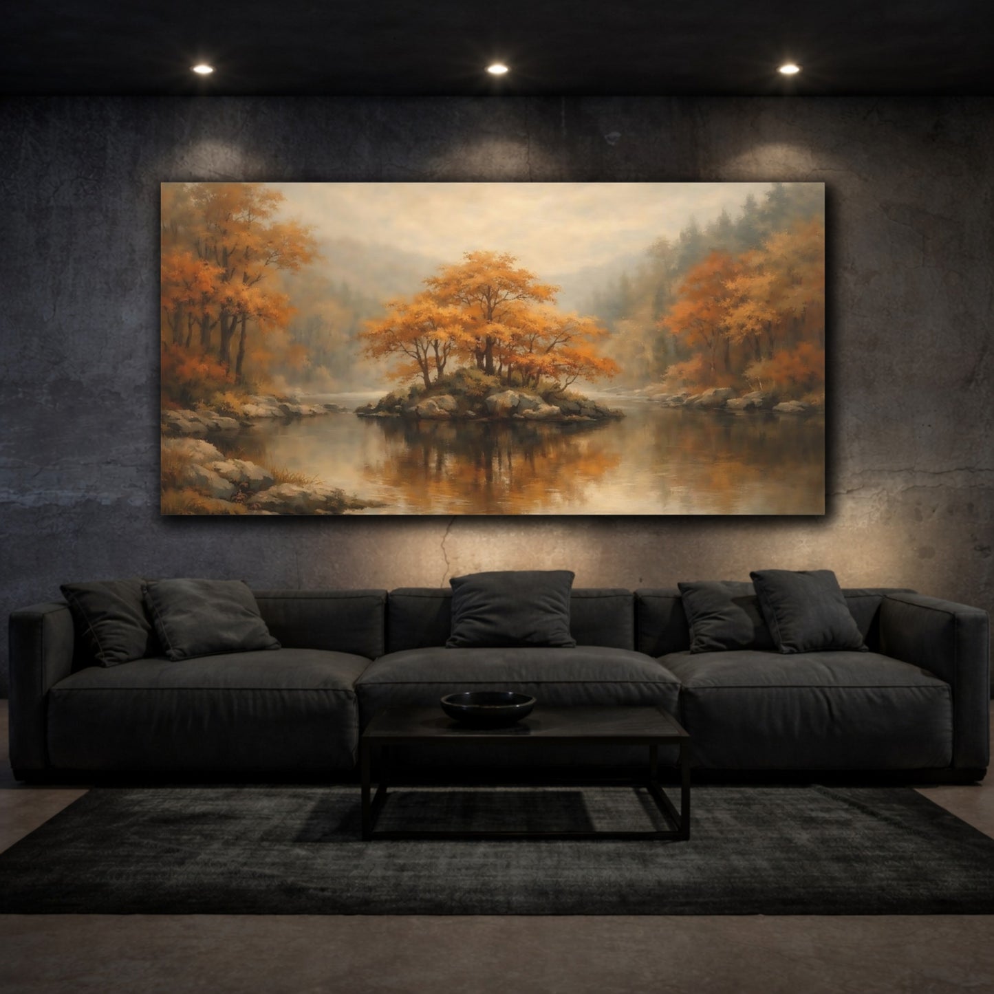 Mockup 2. Nature Autumn Trees Autumn Landscape shown as stretched canvas wall art