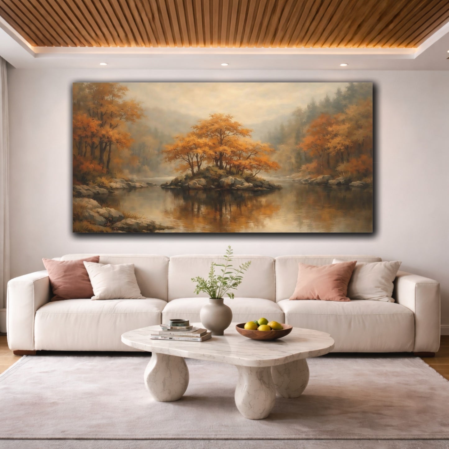 Mockup 3. Nature Autumn Trees Autumn Landscape shown as stretched canvas wall art