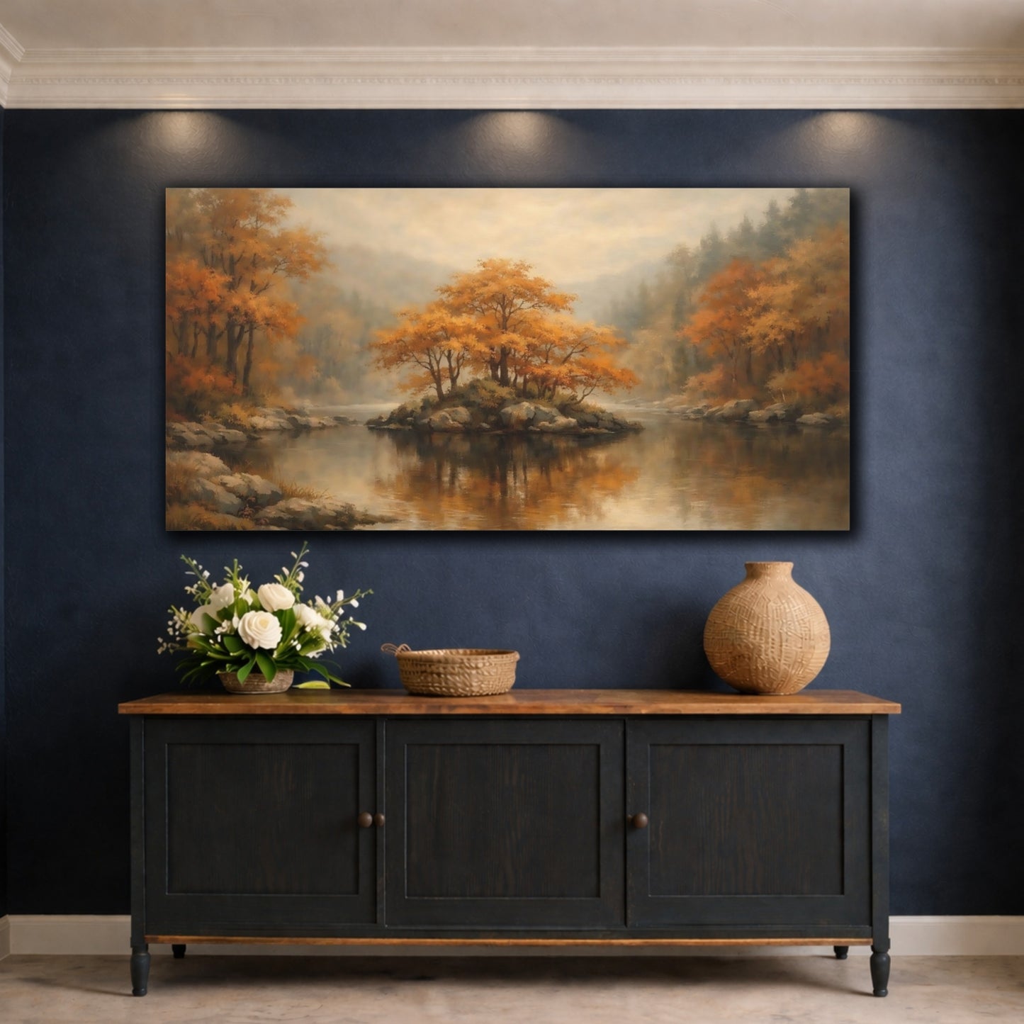 Mockup 4. Nature Autumn Trees Autumn Landscape shown as stretched canvas wall art
