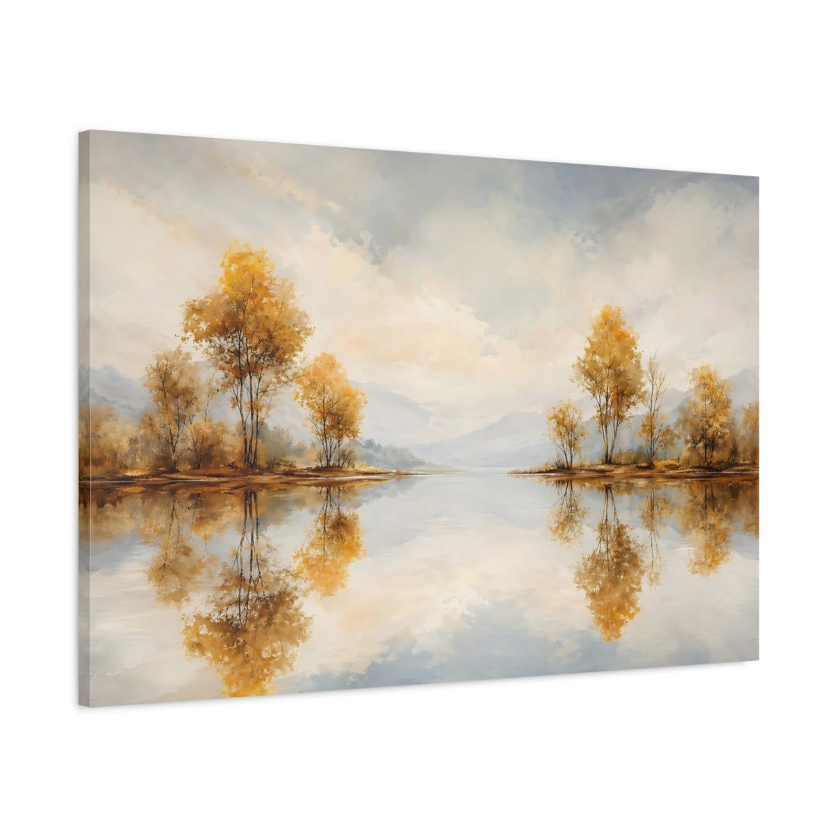 Main Mockup. Nature Autumn Trees Golden Autumn Landscape shown as stretched canvas wall art