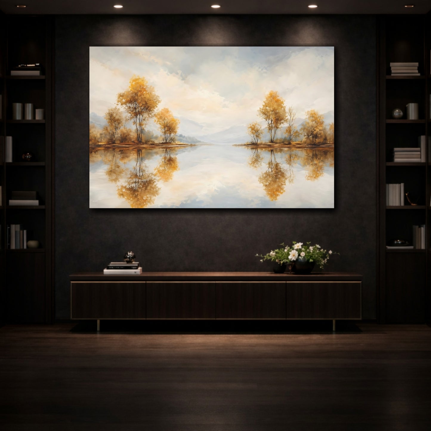 Mockup 3. Nature Autumn Trees Golden Autumn Landscape shown as stretched canvas wall art