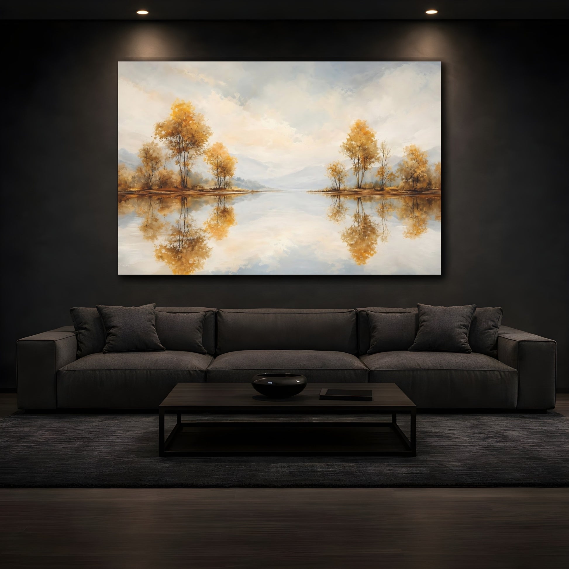 Mockup 4. Nature Autumn Trees Golden Autumn Landscape shown as stretched canvas wall art