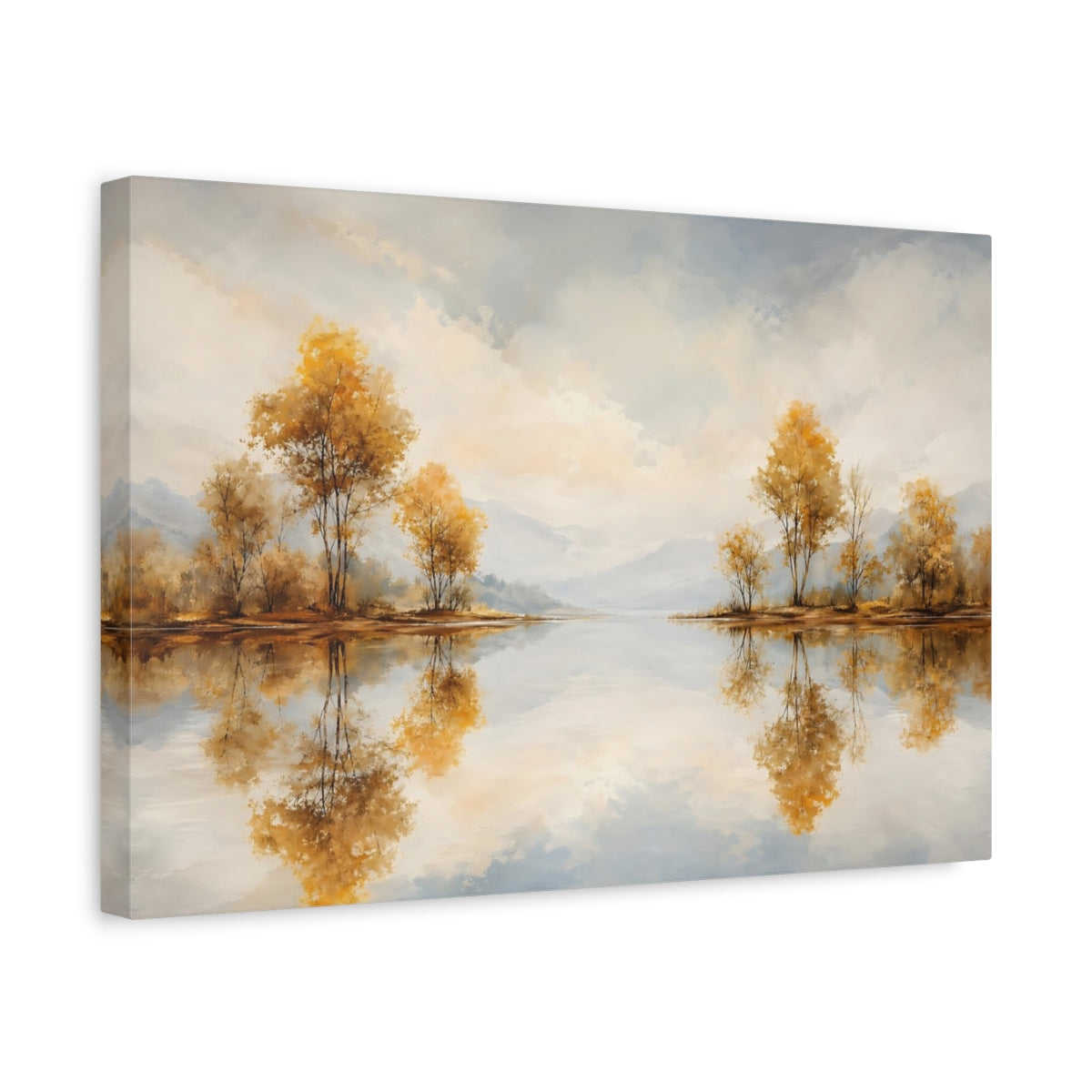 Side Mockup 4. Nature Autumn Trees Golden Autumn Landscape shown as stretched canvas wall art