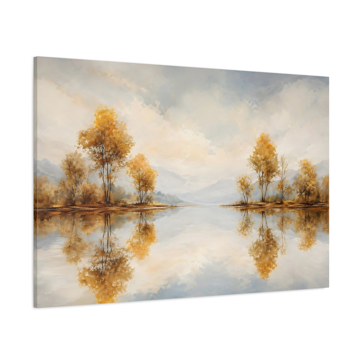 Side Mockup 1. Nature Autumn Trees Golden Autumn Landscape shown as stretched canvas wall art
