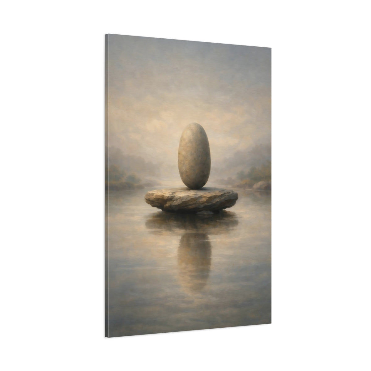 Main Mockup. Nature Balanced Stones Neutral Tones shown as stretched canvas wall art
