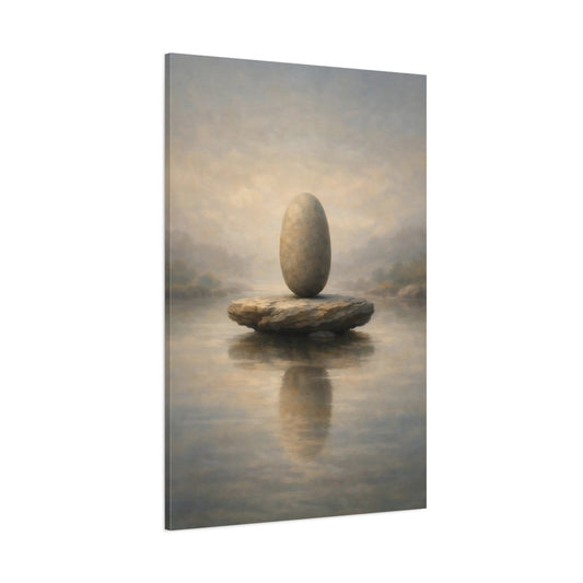 Main Mockup. Nature Balanced Stones Neutral Tones shown as stretched canvas wall art