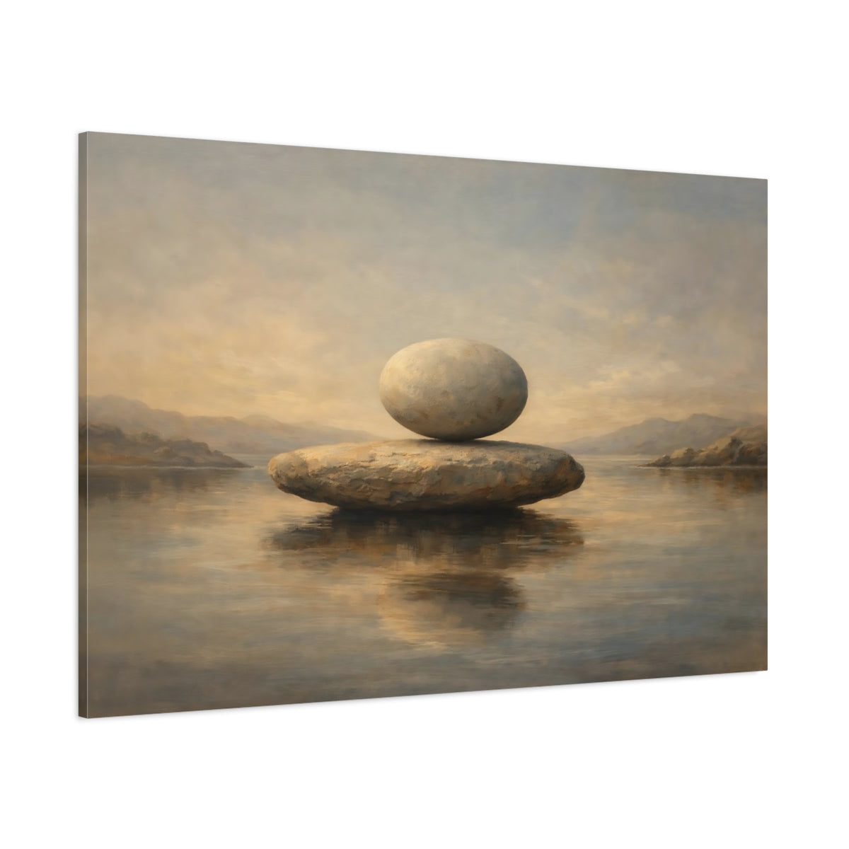 Main Mockup. Nature Balancing Stones Stone Meditation shown as stretched canvas wall art