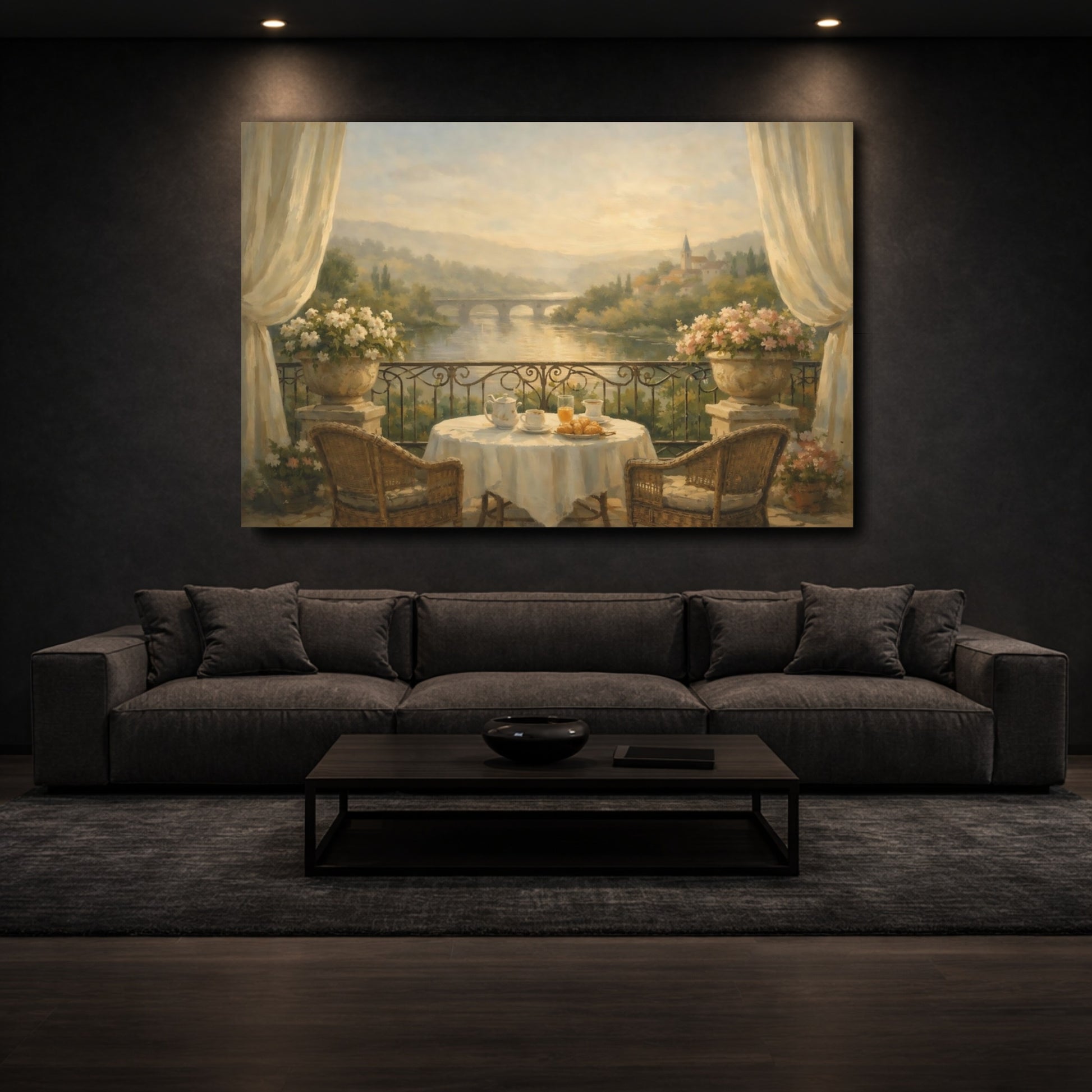 Mockup 2. Nature Balcony View Balcony River View shown as stretched canvas wall art