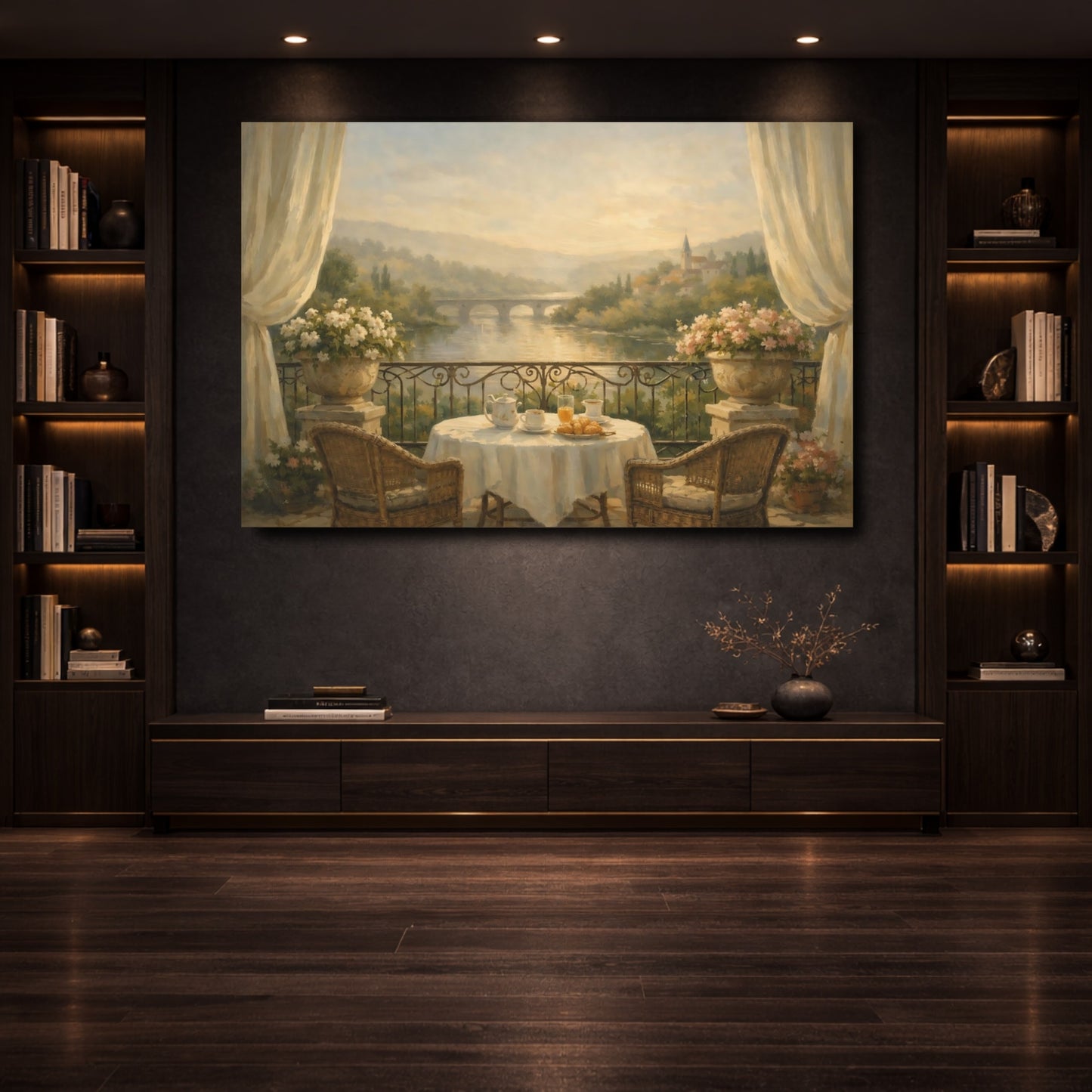 Mockup 3. Nature Balcony View Balcony River View shown as stretched canvas wall art