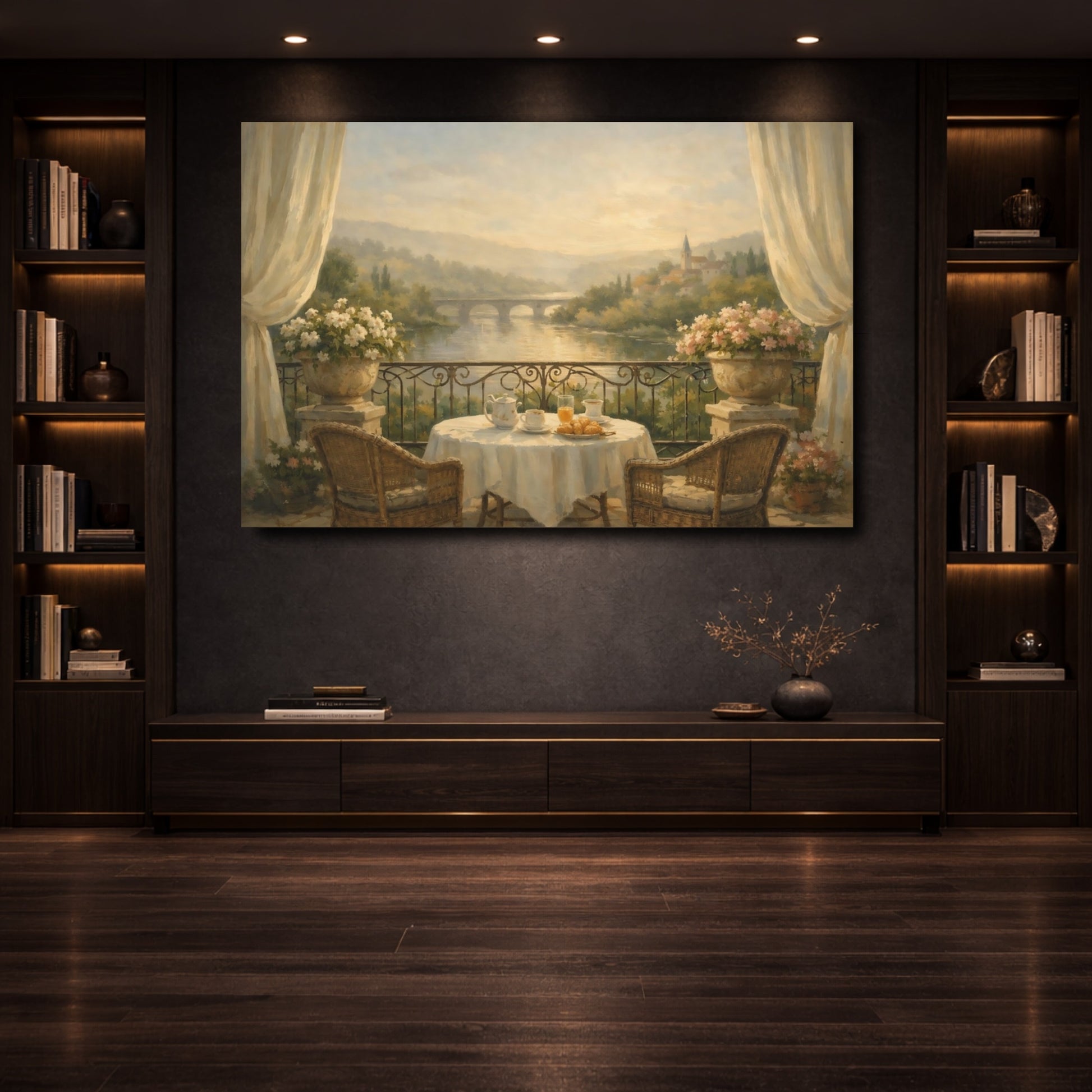 Mockup 3. Nature Balcony View Balcony River View shown as stretched canvas wall art