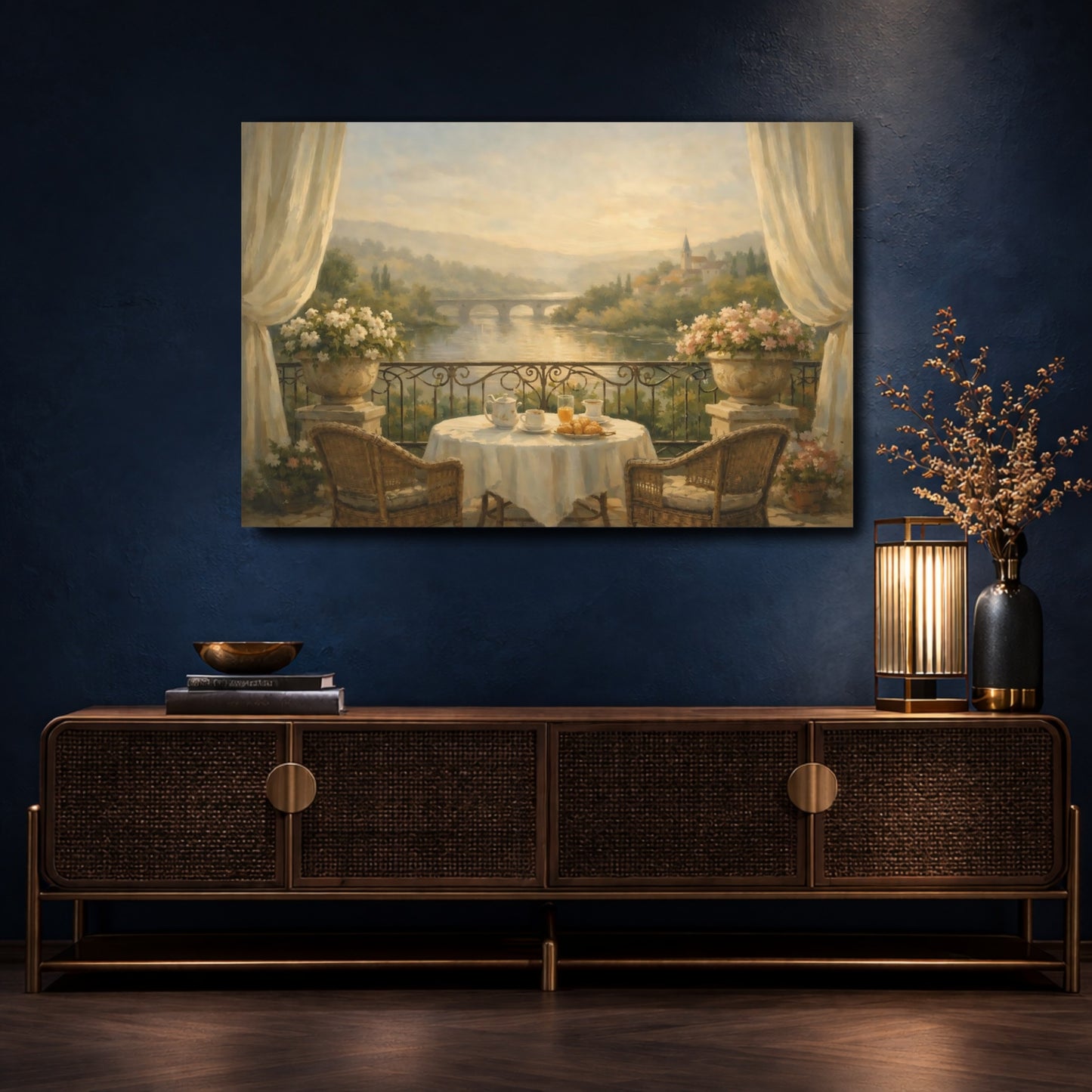 Mockup 4. Nature Balcony View Balcony River View shown as stretched canvas wall art